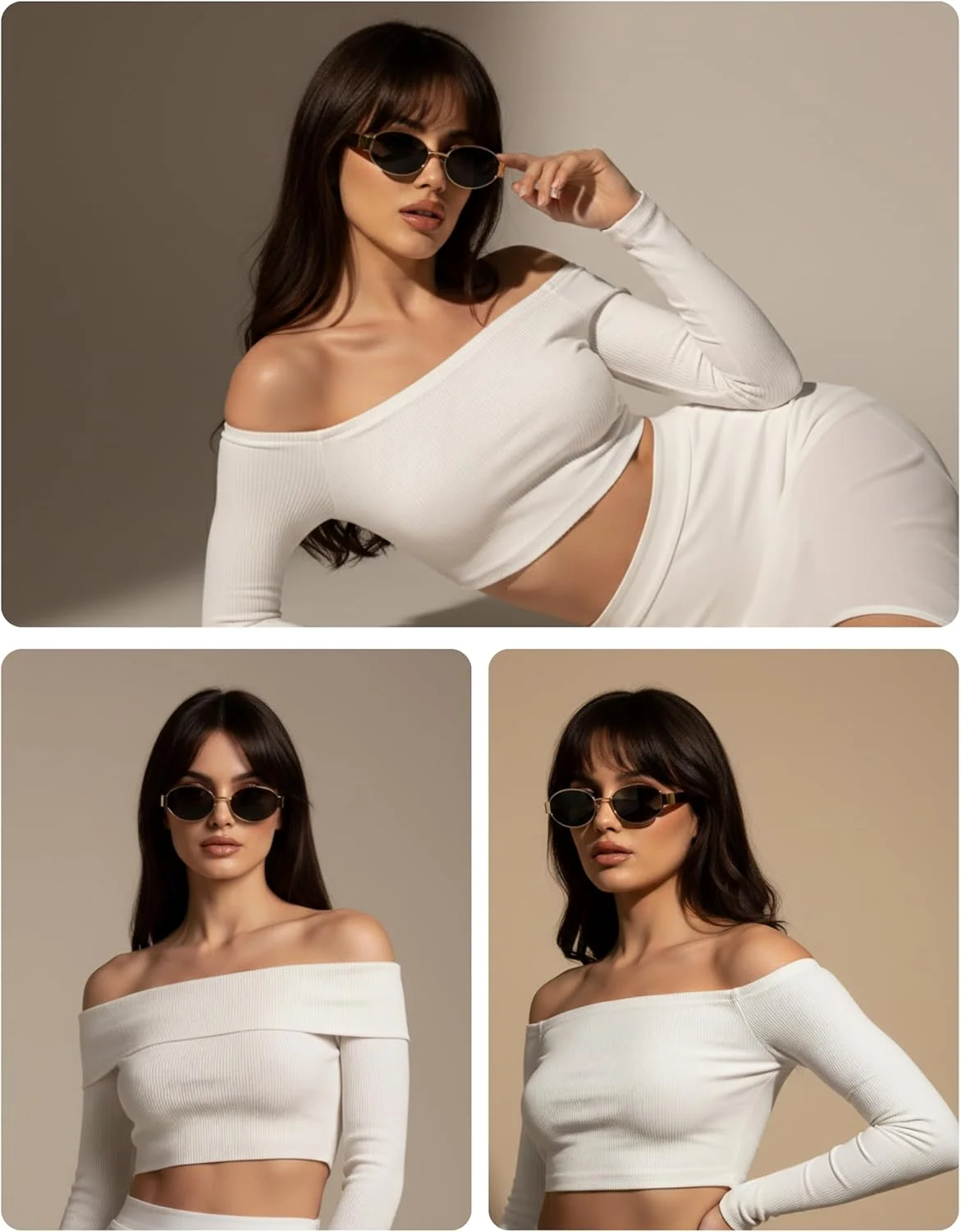 عینک آفتابی بیضی رترو 4Flaunt برای زنان و مردان | عینک آفتابی فلزی بادوام و شیک با لنزهای محافظ UV 400