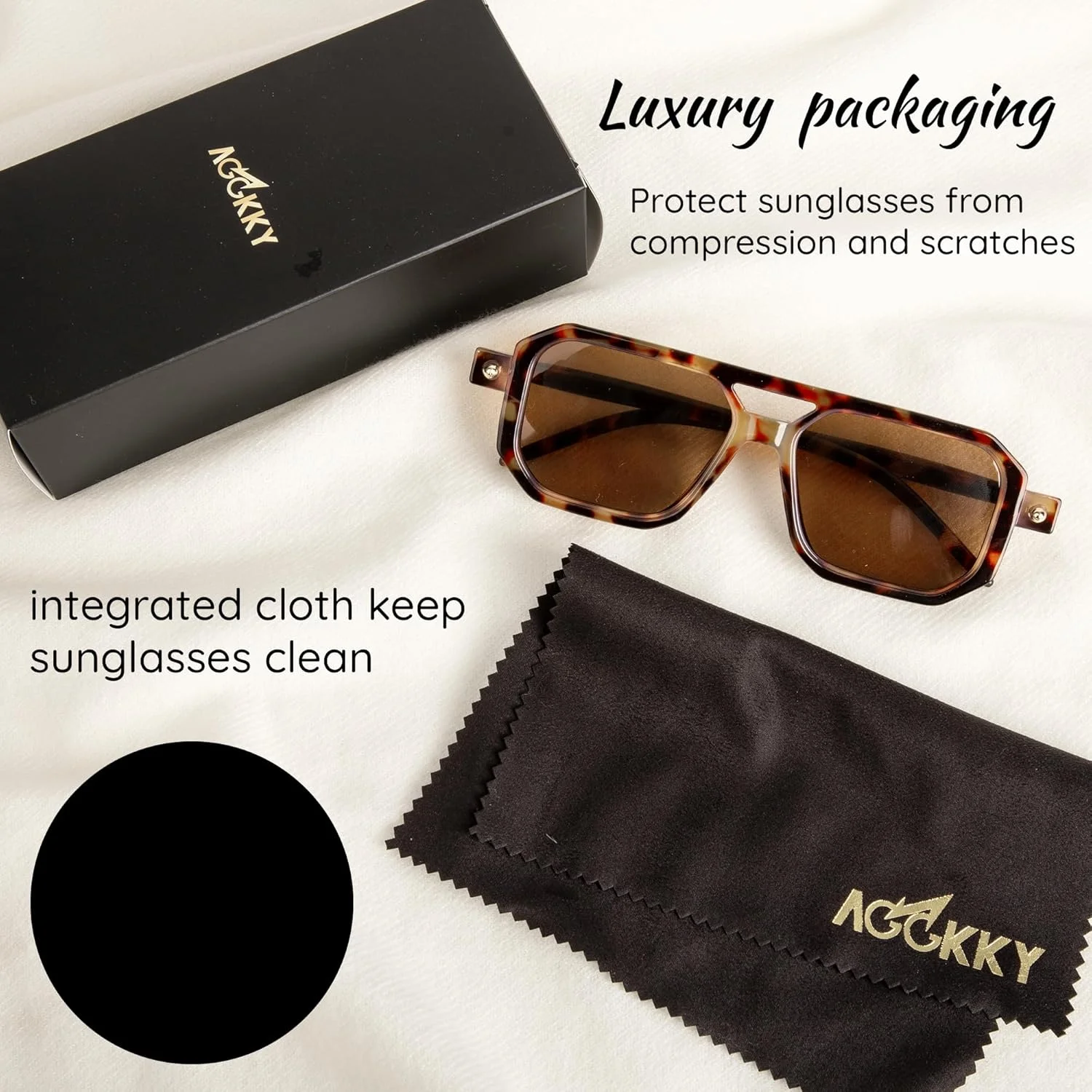 عینک آفتابی خلبانی مربعی وینتیج AGGKKY دهه 70 زنانه مردانه، فریم شیک و کلاسیک رترو UV400