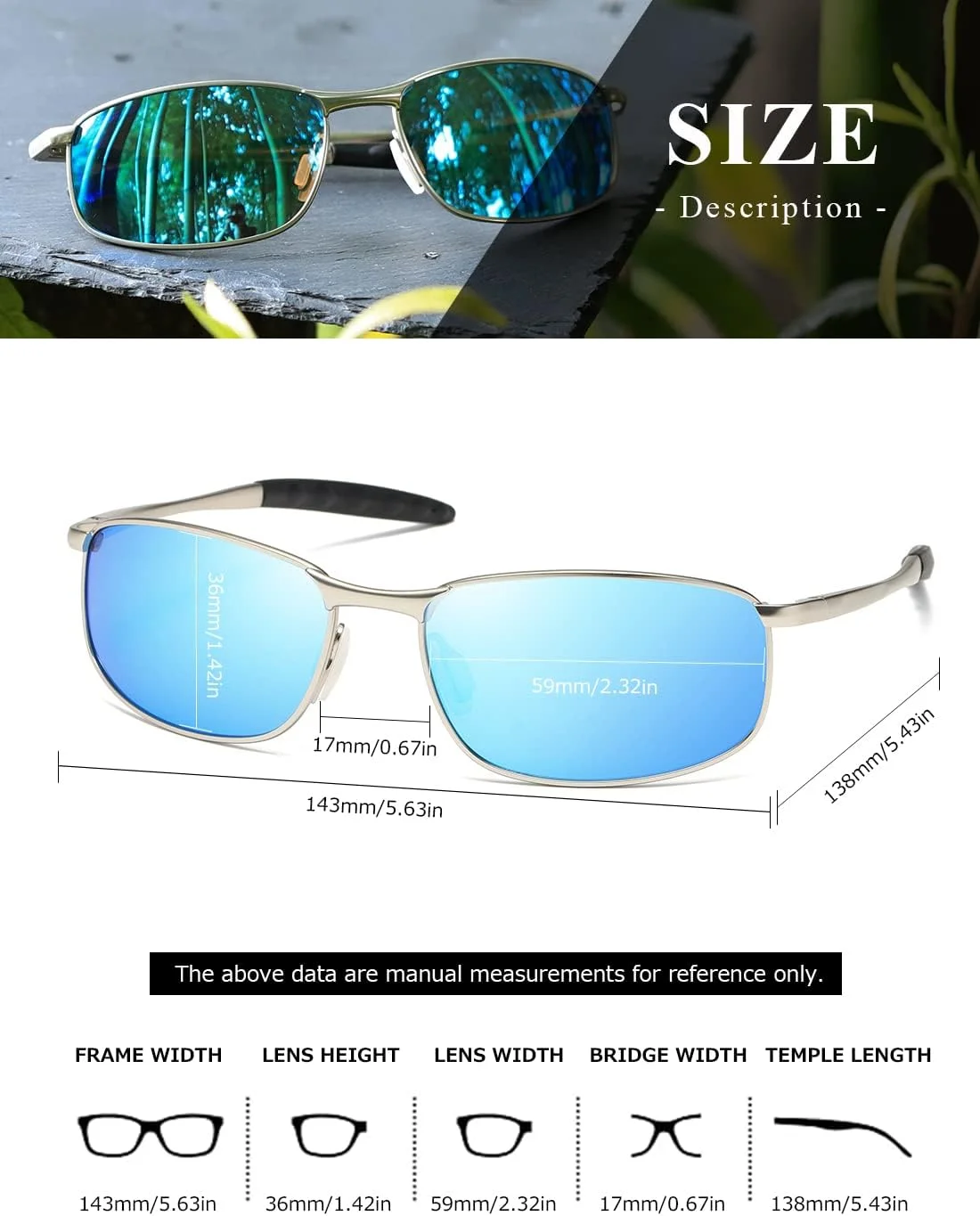 عینک آفتابی پلاریزه مردانه AEVOGUE با فریم فلزی مستطیلی و طراحی رترو مدل AE0395