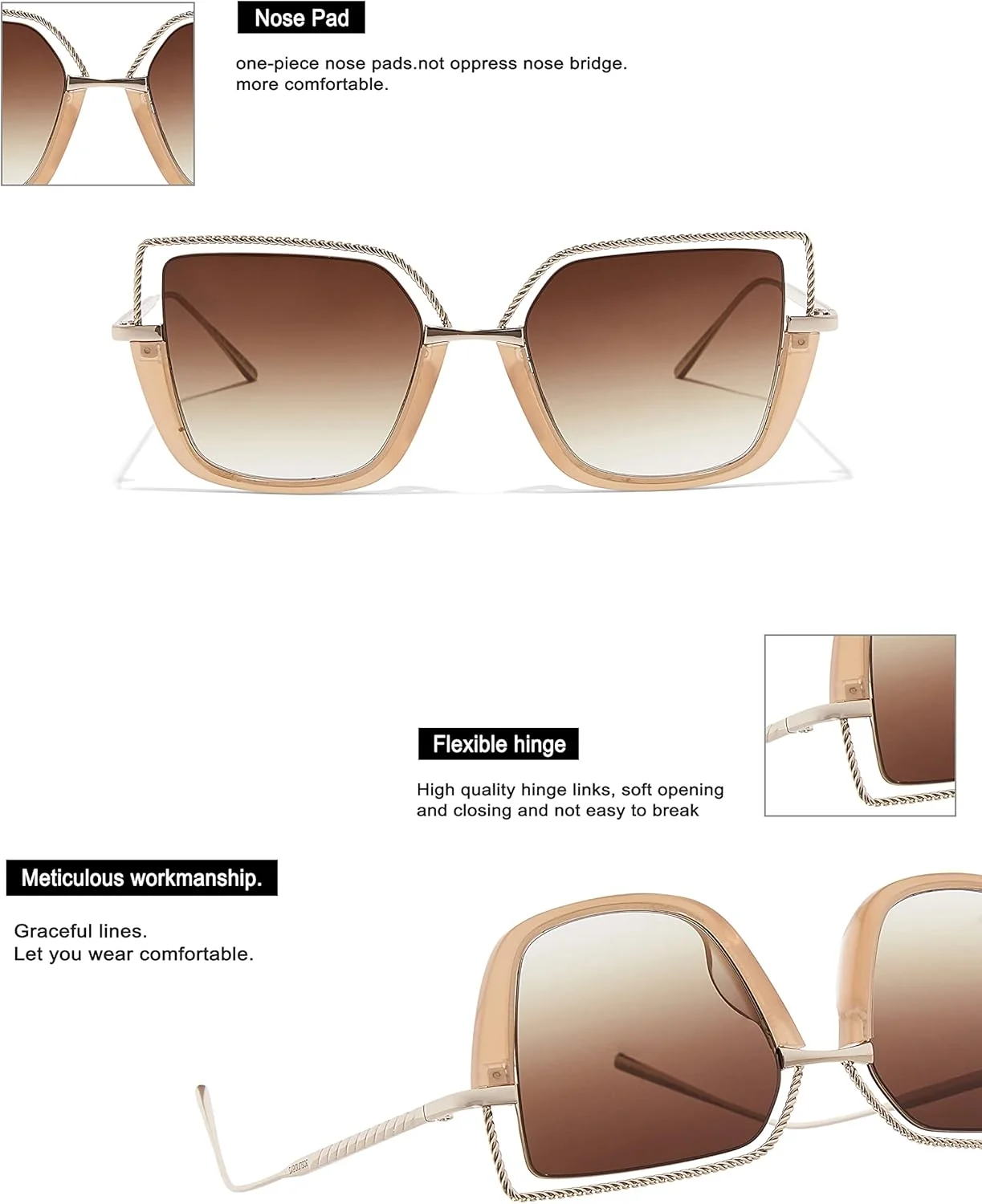 عینک آفتابی زنانه چشم گربه ای فلزی + استات 30Sundays - محافظت در برابر اشعه ماوراء بنفش: UV380-400