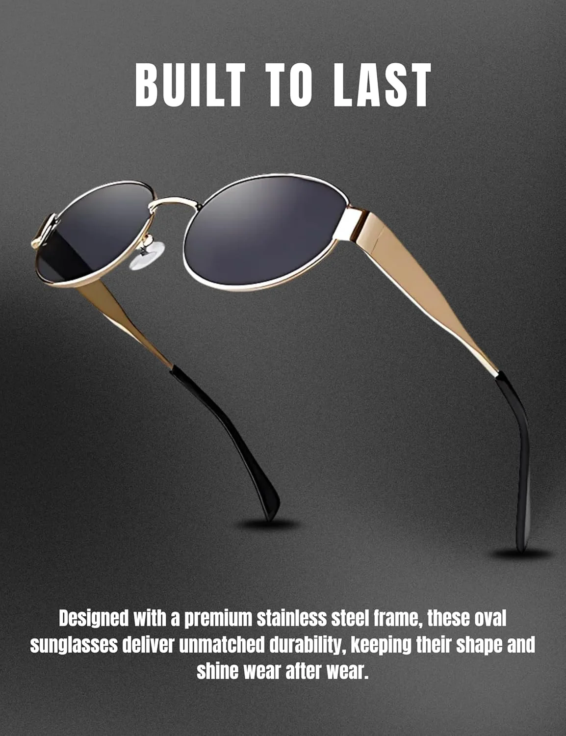 عینک آفتابی بیضی رترو 4Flaunt برای زنان و مردان | عینک آفتابی فلزی بادوام و شیک با لنزهای محافظ UV 400