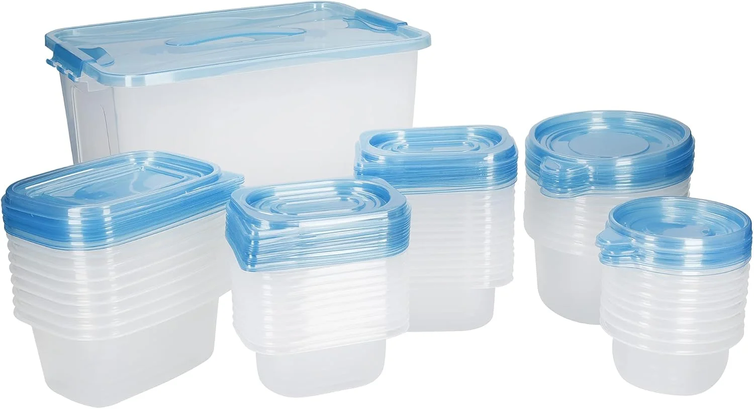 ظروف آماده سازی غذا KitchenCraft، مجموعه 50 تایی ظروف پلاستیکی قابل استفاده مجدد برای نگهداری مواد غذایی، مناسب برای یخچال، فریزر و مایکروویو، بدون BPA