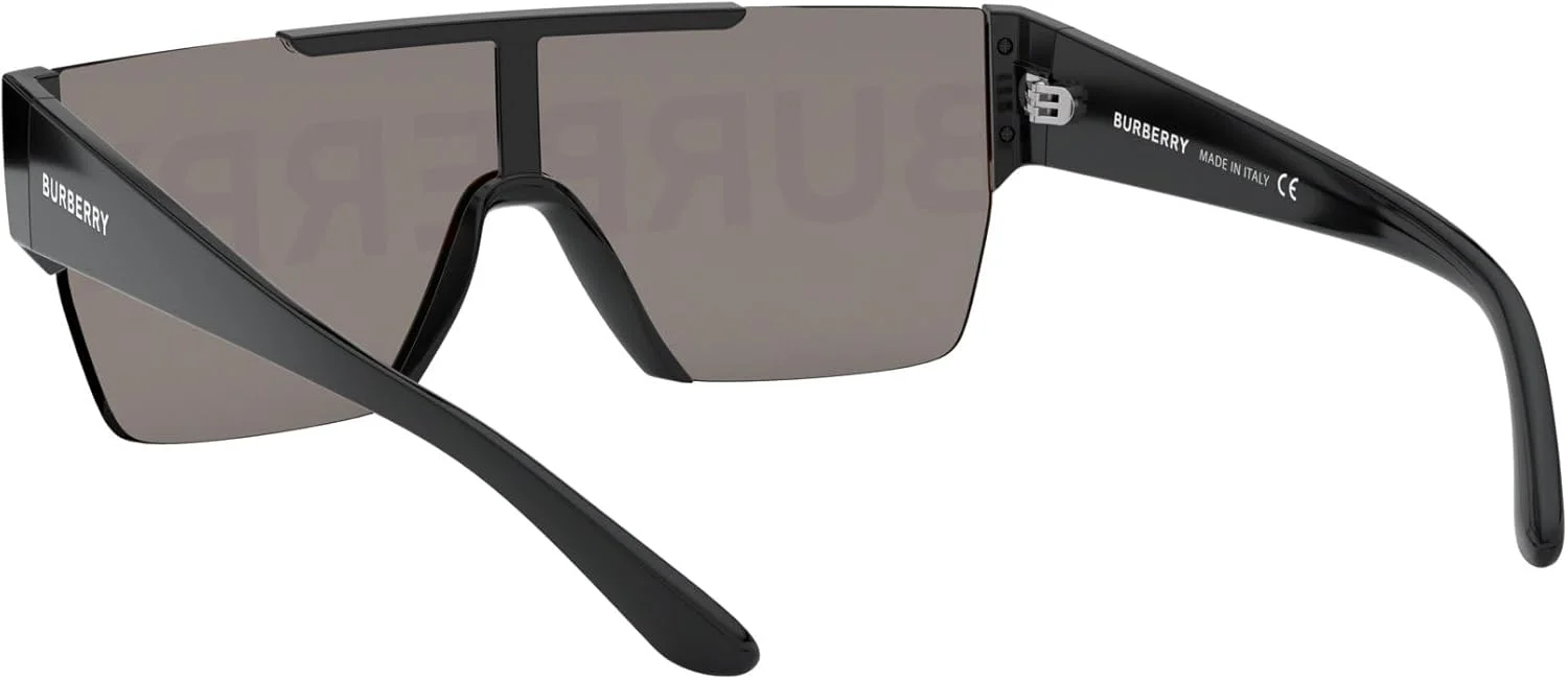 عینک آفتابی مستطیلی پلاستیکی مشکی BURBERRY BE 4291 3001/G با لنز آینه ای طلایی، مشکی، 38-138-140