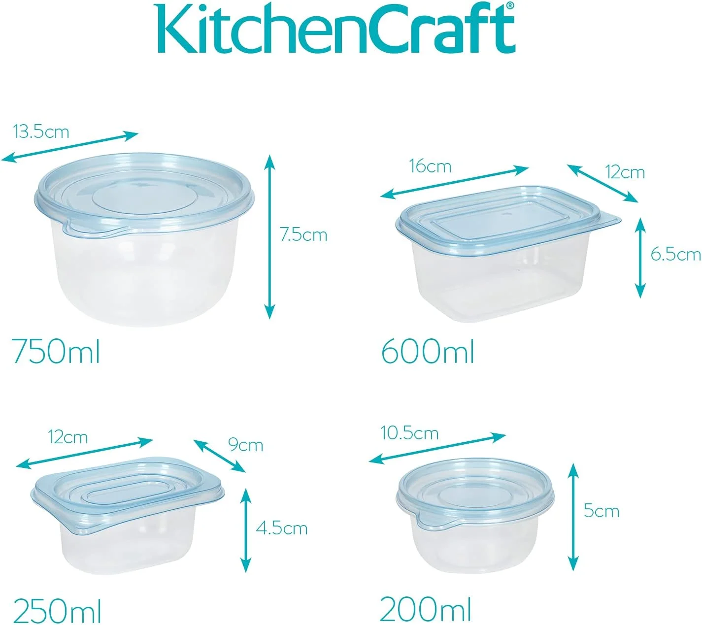 ظروف آماده سازی غذا KitchenCraft، مجموعه 50 تایی ظروف پلاستیکی قابل استفاده مجدد برای نگهداری مواد غذایی، مناسب برای یخچال، فریزر و مایکروویو، بدون BPA ظروف آماده سازی غذا KitchenCraft، مجموعه 50 تایی ظروف پلاستیکی قابل استفاده مجدد برای نگهداری مواد غذایی، مناسب برای یخچال، فریزر و مایکروویو، بدون BPA
