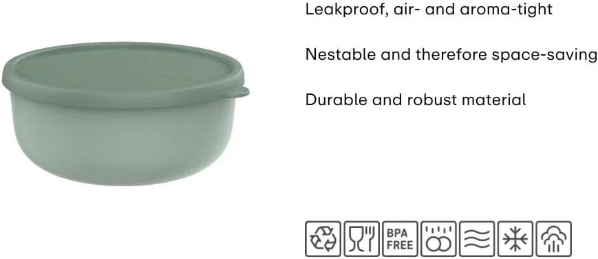 ست 3 تکه ظروف مایکروویو Lumina Mepal، ظروف نگهداری مواد غذایی با درب مناسب برای یخچال، فریزر، مایکروویو و ماشین ظرفشویی، کاسه های نگهداری آشپزخانه، 250 + 750 + 1500 میلی لیتر، مریم گلی نوردیک