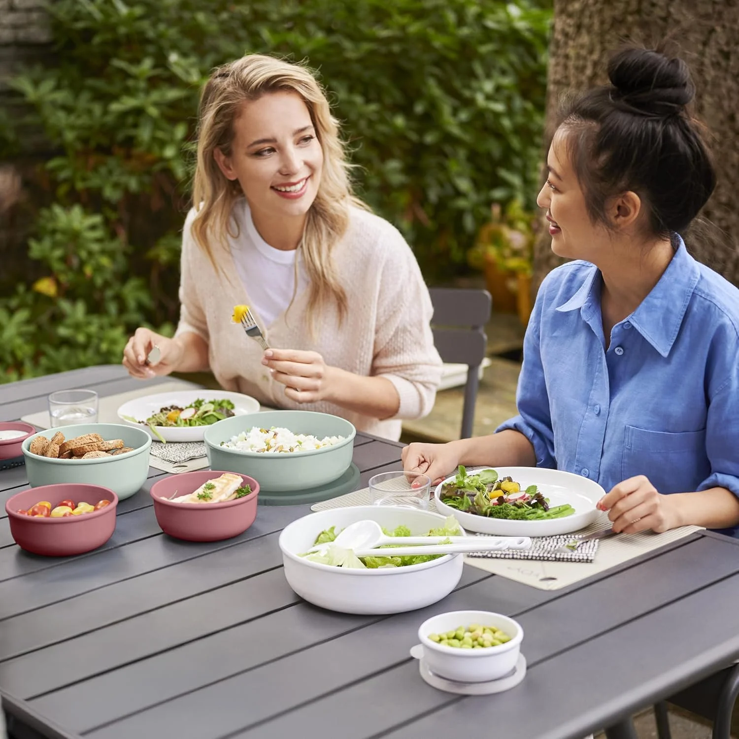 ست 3 تکه ظروف مایکروویو Lumina Mepal، ظروف نگهداری مواد غذایی با درب مناسب برای یخچال، فریزر، مایکروویو و ماشین ظرفشویی، کاسه های نگهداری آشپزخانه، 250 + 750 + 1500 میلی لیتر، مریم گلی نوردیک