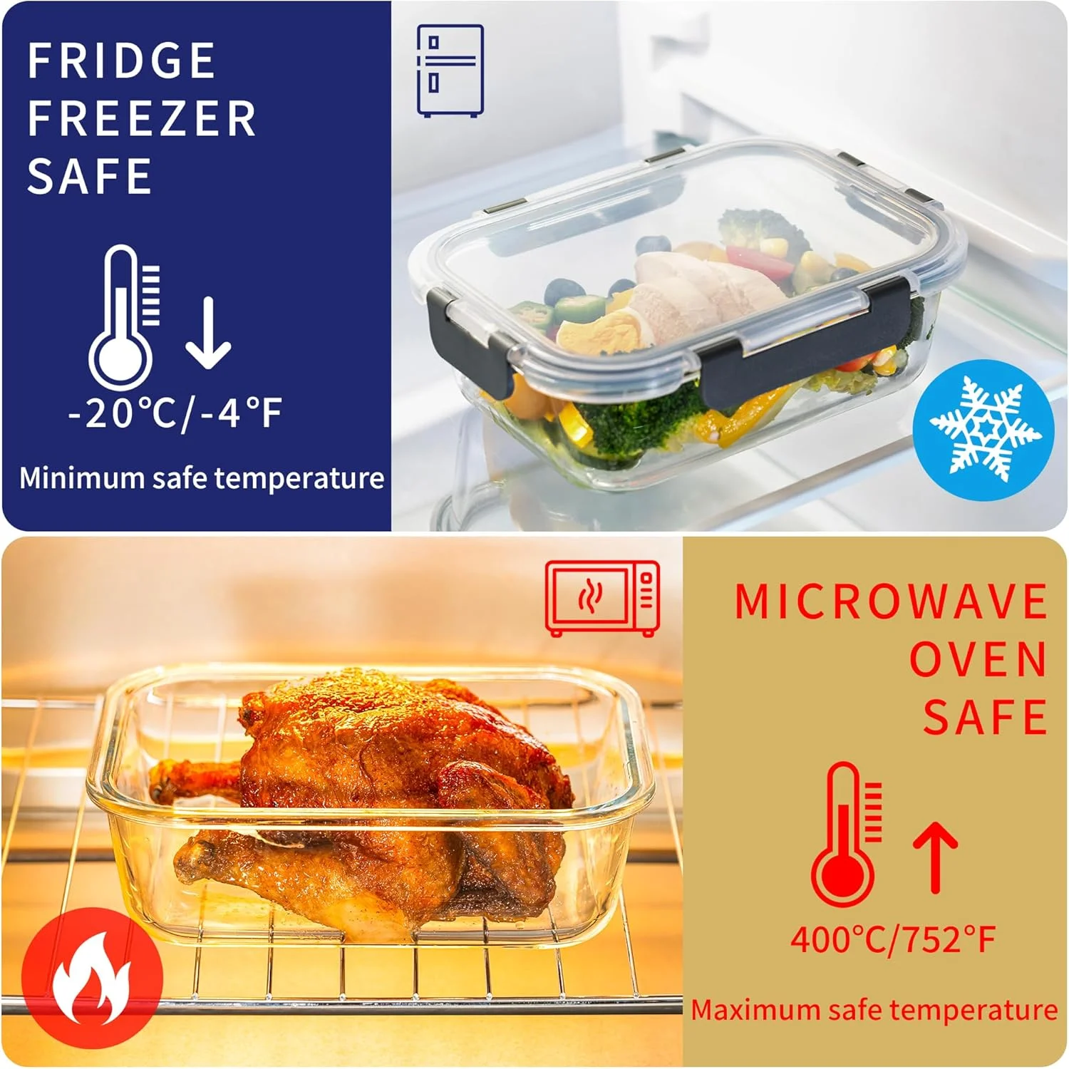 ظروف نگهداری شیشه ای MFY بسته 10 عددی با درب، ست ظروف آماده سازی غذا شیشه ای، ظروف ناهار شیشه ای درب دار، قابل استفاده در مایکروویو، فر، فریزر و ماشین ظرفشویی، سبز