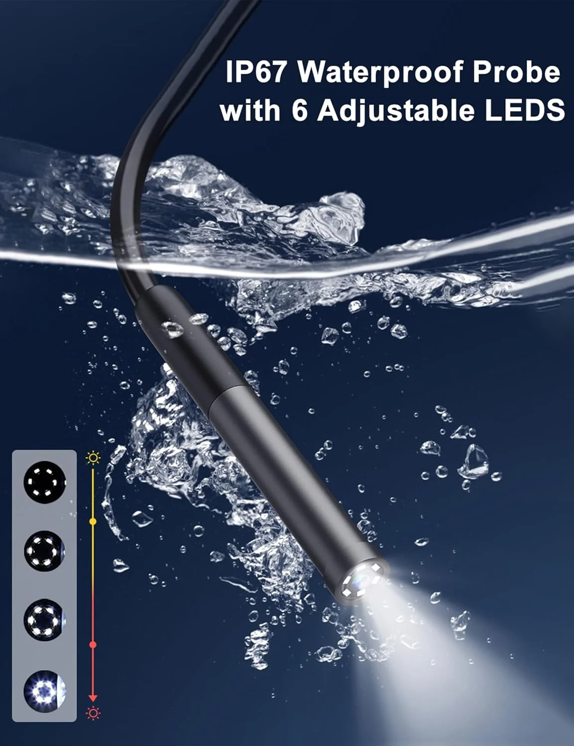 اندوسکوپ HOPEFOX 1080P دوربین آندوسکوپی وای فای، دوربین های بازرسی ضد آب IP67 با قطر 7.9 میلی متر کابل نیمه سخت 3 متری با 6 LED سازگار با iOS و Android، تبلت 2 آداپتور اندوسکوپ HOPEFOX 1080P دوربین آندوسکوپی وای فای، دوربین های بازرسی ضد آب IP67 با قطر 7.9 میلی متر کابل نیمه سخت 3 متری با 6 LED سازگار با iOS و Android، تبلت 2 آداپتور