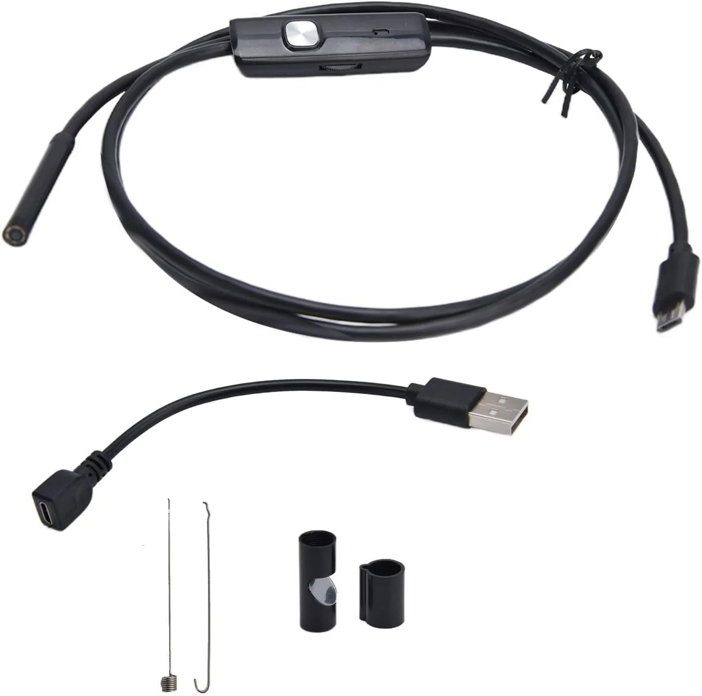 اندوسکوپ USB با 6 LED، دوربین بازرسی ضد آب، لنز 5.5 میلی متری، IP67، برای اندروید، ویندوز، خودرو، صنعت، نفت، برق، هوافضا، ساخت و ساز، عمومی، گمرک، آب، (2 متر)