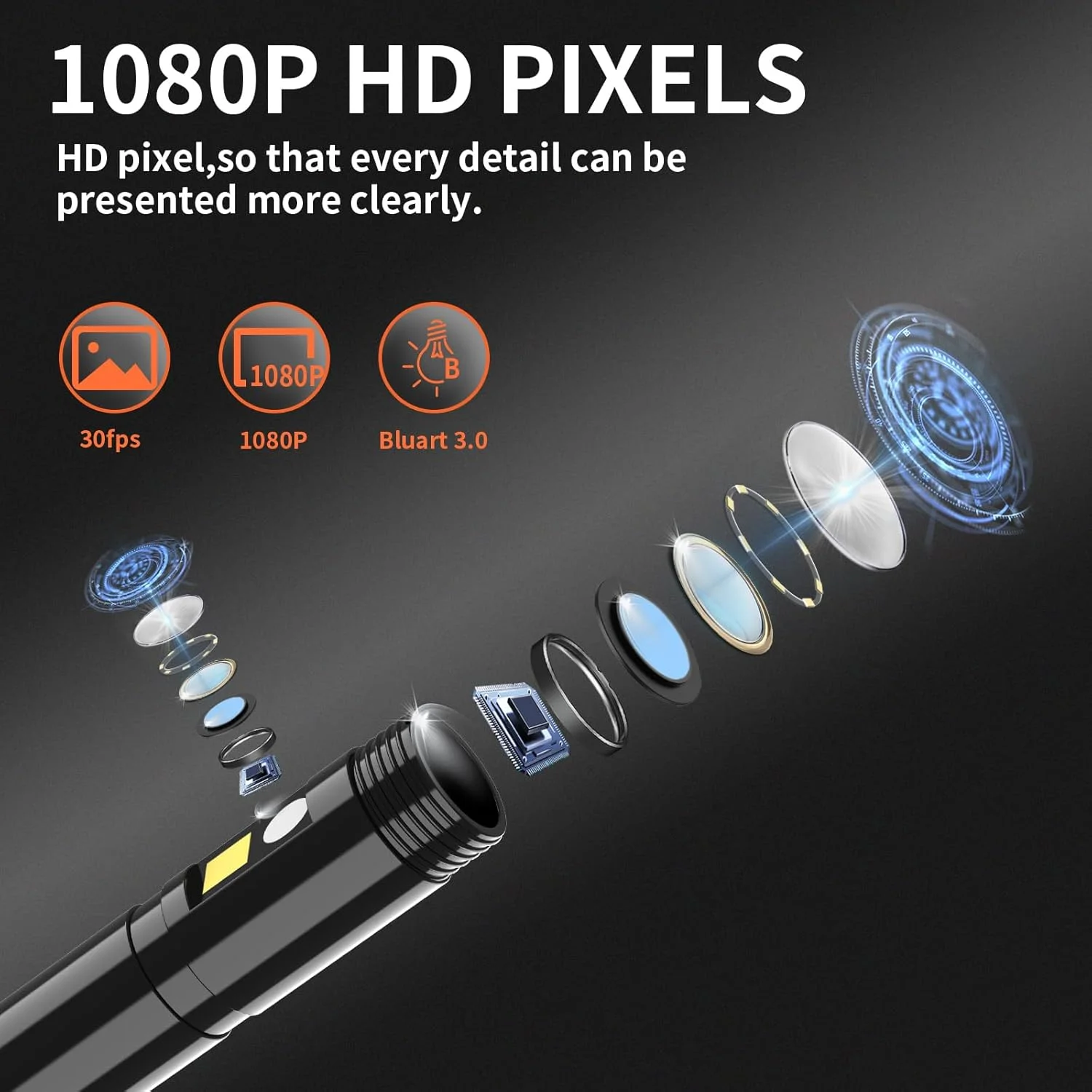 دوربین آندوسکوپی با چراغ، آندوسکوپ ضد آب IP67، بوراسکوپ 1080 HD، بوراسکوپ انعطاف پذیر 16.5 فوت، دوربین بازرسی فاضلاب/لوله کشی/خودرو با چراغ های LED، هدیه ابزار برای مردان