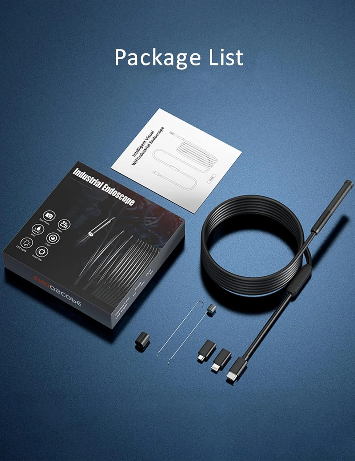 اندوسکوپ HOPEFOX 1080P دوربین آندوسکوپی وای فای، دوربین های بازرسی ضد آب IP67 با قطر 7.9 میلی متر کابل نیمه سخت 3 متری با 6 LED سازگار با iOS و Android، تبلت 2 آداپتور اندوسکوپ HOPEFOX 1080P دوربین آندوسکوپی وای فای، دوربین های بازرسی ضد آب IP67 با قطر 7.9 میلی متر کابل نیمه سخت 3 متری با 6 LED سازگار با iOS و Android، تبلت 2 آداپتور