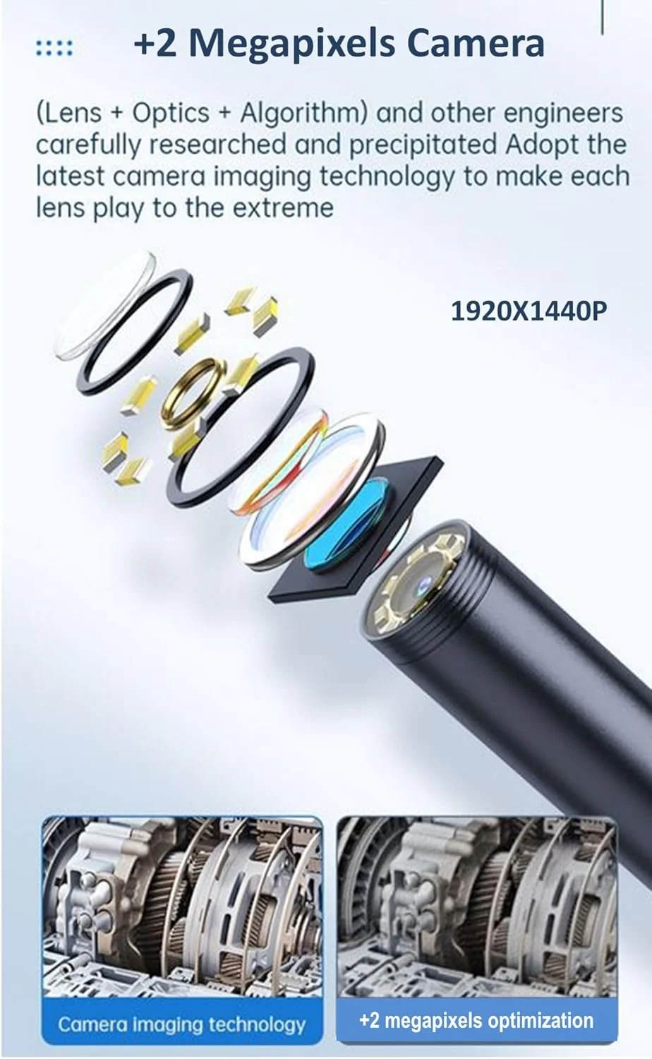 دوربین آندوسکوپی 1920P HD با طول 5 متر و 8 چراغ LED، رابط iOS و Android برای تلفن و تبلت، دوربین ضد آب IP67، دوربین بازرسی نیمه سخت 7.9 میلی متری برای لوله های فاضلاب، موتور خودرو، دیوارها