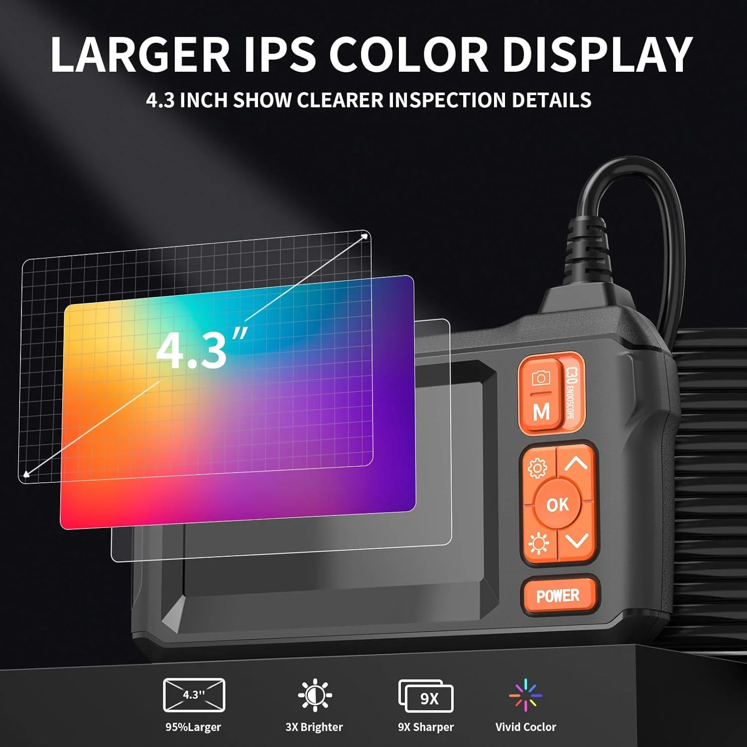 دوربین آندوسکوپی با چراغ، آندوسکوپ ضد آب IP67، بوراسکوپ 1080 HD، بوراسکوپ انعطاف پذیر 16.5 فوت، دوربین بازرسی فاضلاب/لوله کشی/خودرو با چراغ های LED، هدیه ابزار برای مردان