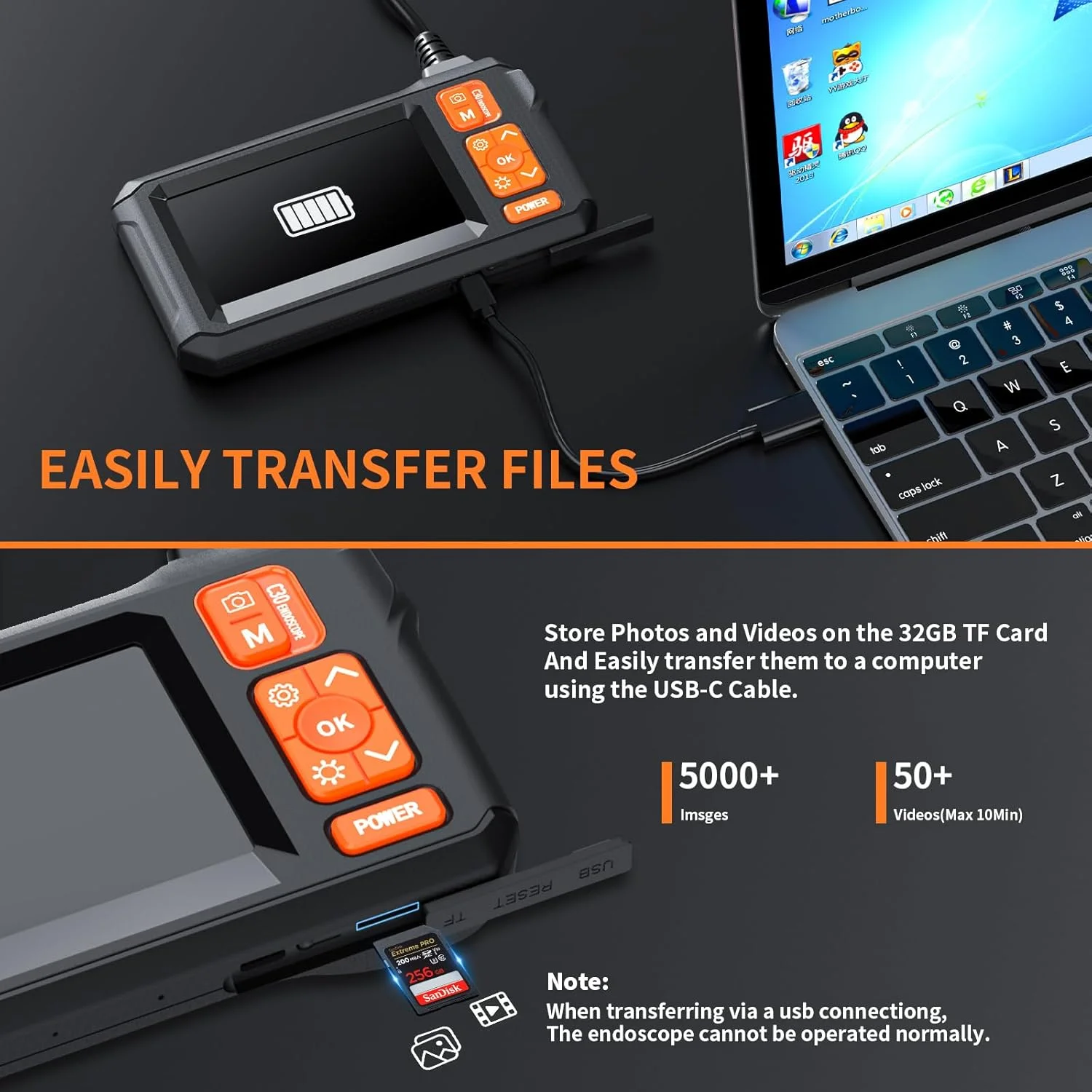 دوربین آندوسکوپی با چراغ، آندوسکوپ ضد آب IP67، بوراسکوپ 1080 HD، بوراسکوپ انعطاف پذیر 16.5 فوت، دوربین بازرسی فاضلاب/لوله کشی/خودرو با چراغ های LED، هدیه ابزار برای مردان