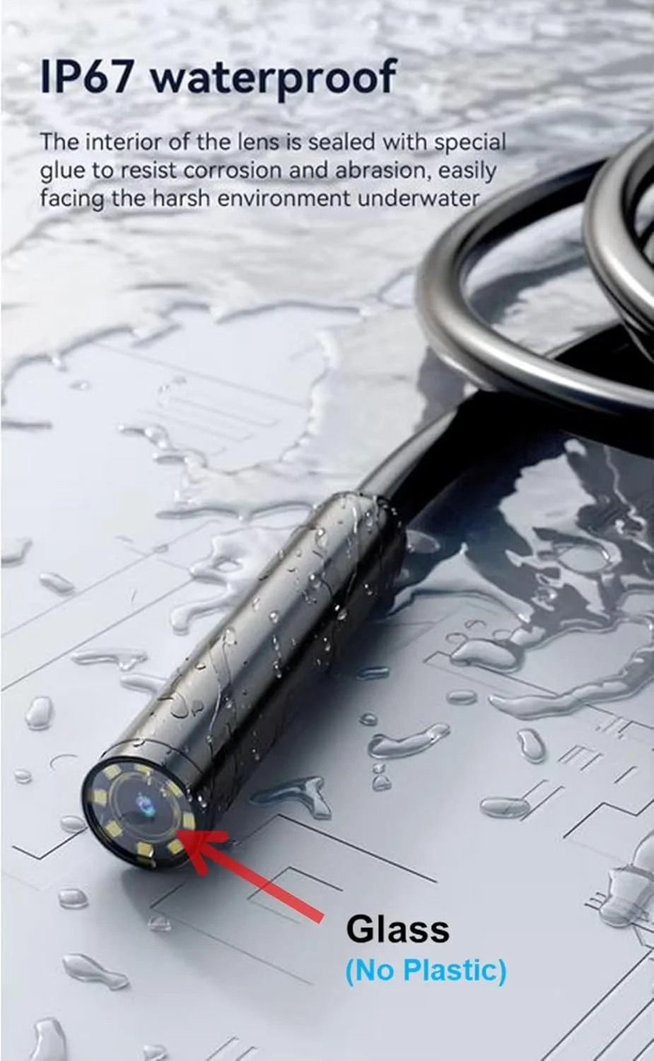 دوربین آندوسکوپی 1920P HD با طول 5 متر و 8 چراغ LED، رابط iOS و Android برای تلفن و تبلت، دوربین ضد آب IP67، دوربین بازرسی نیمه سخت 7.9 میلی متری برای لوله های فاضلاب، موتور خودرو، دیوارها