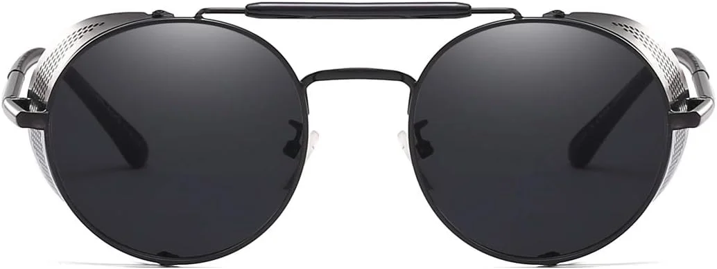 عینک آفتابی گرد سبک استیم پانک Dollger، عینک رترو با محافظت UV400 برای مردان و زنان