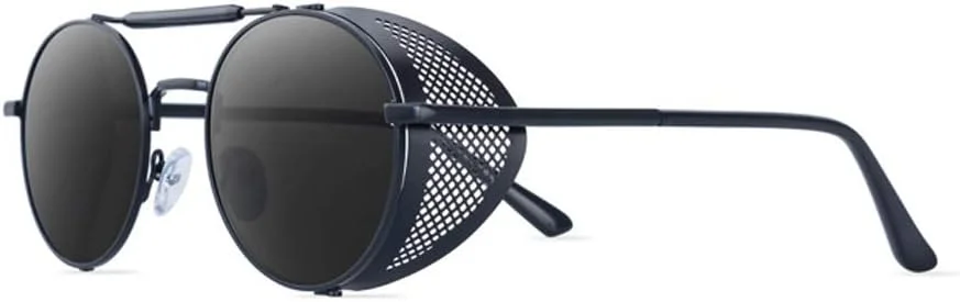 عینک آفتابی گرد سبک استیم پانک Dollger، عینک رترو با محافظت UV400 برای مردان و زنان