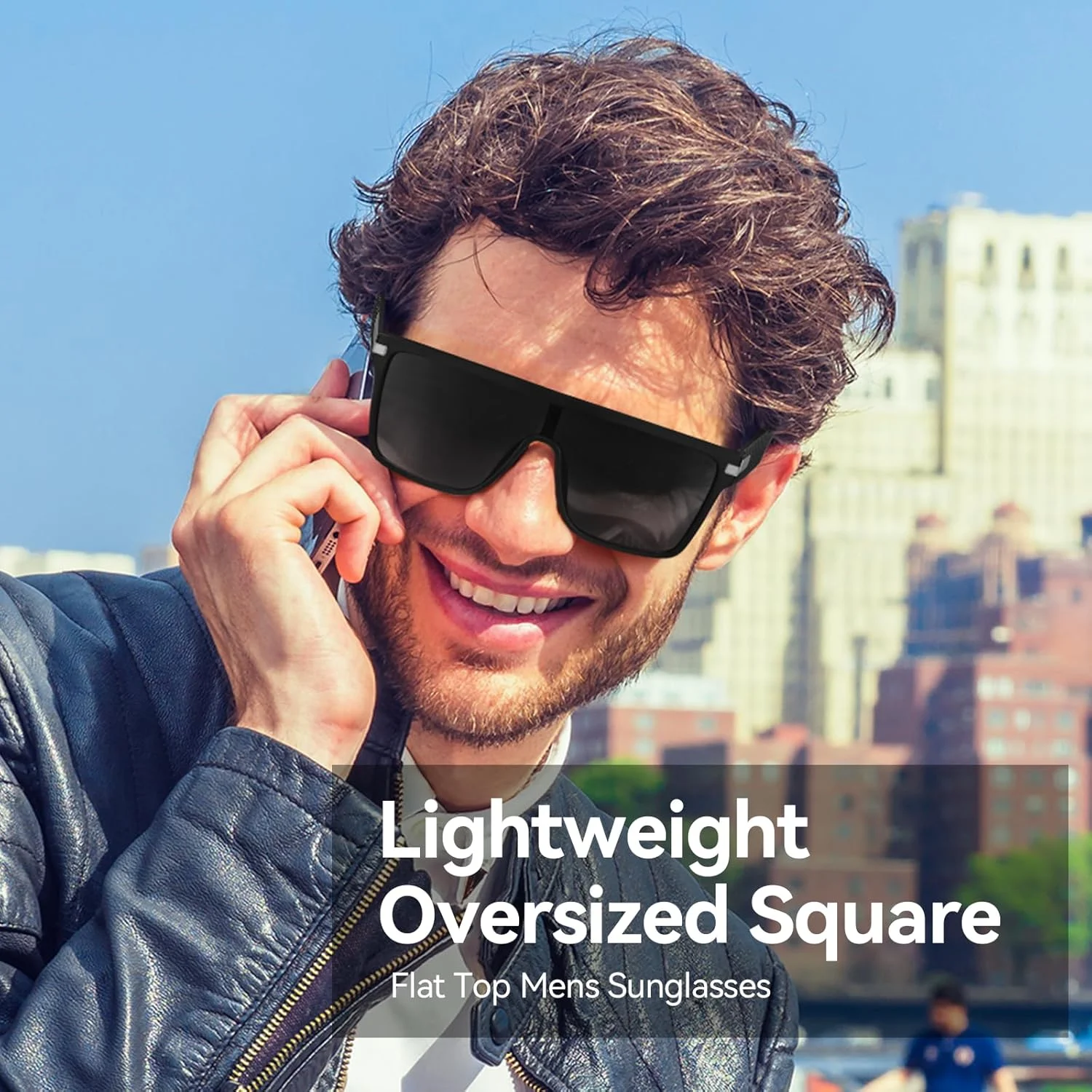 عینک آفتابی سپر بزرگ Dollger برای مردان و زنان، عینک آفتابی شیک و بزرگ مربعی با رویه تخت، سایه های مد روز با محافظت در برابر اشعه ماوراء بنفش