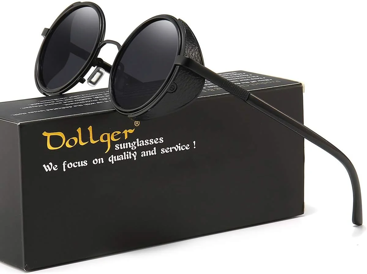 عینک آفتابی گرد فلزی دایره ای یکپارچهسازی با سیستمعامل Steampunk Dollger