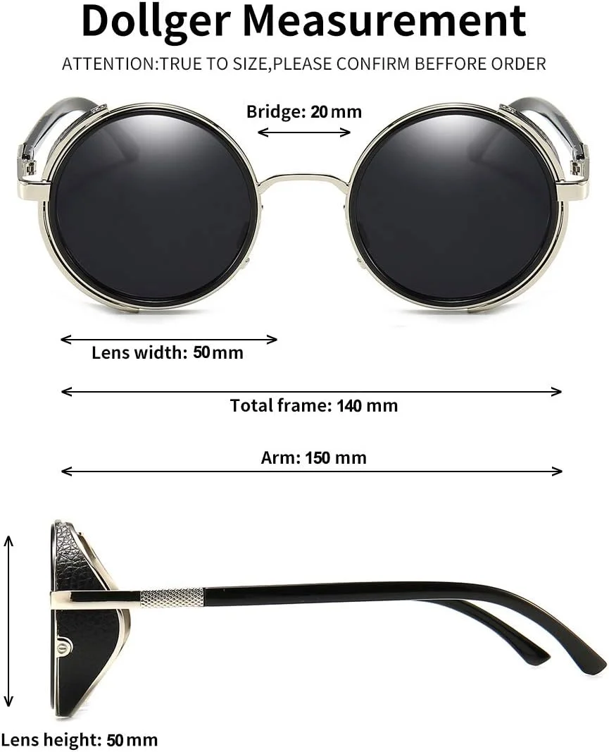 عینک آفتابی گرد فلزی دایره ای یکپارچهسازی با سیستمعامل Steampunk Dollger