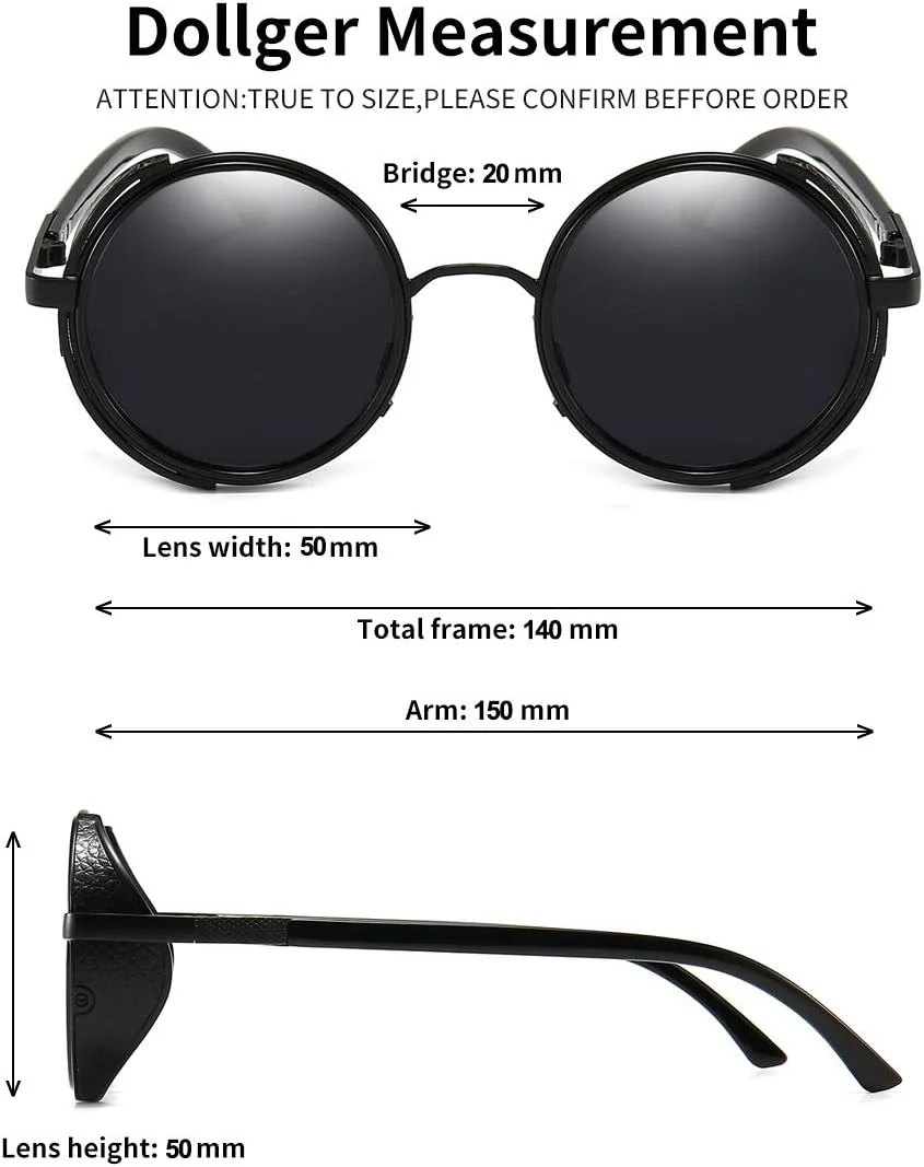 عینک آفتابی گرد فلزی دایره ای یکپارچهسازی با سیستمعامل Steampunk Dollger