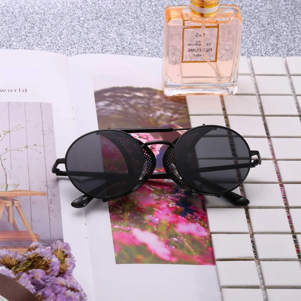 عینک آفتابی گرد سبک استیم پانک Dollger، عینک رترو با محافظت UV400 برای مردان و زنان