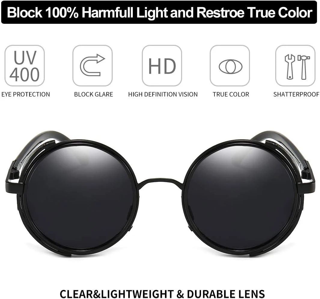 عینک آفتابی گرد فلزی دایره ای یکپارچهسازی با سیستمعامل Steampunk Dollger