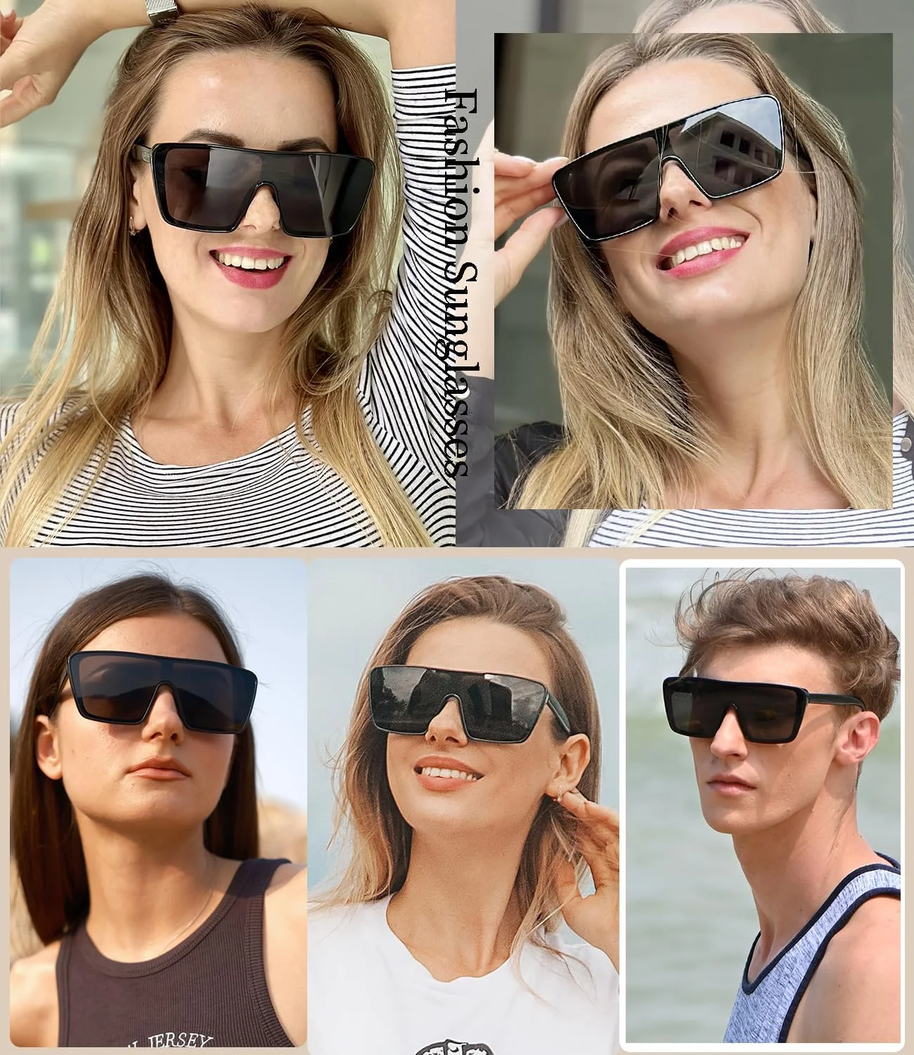 عینک آفتابی مربعی بزرگ Dollger برای زنان و مردان، عینک آفتابی بزرگ با فریم مد روز، عینک آفتابی شیک UV400