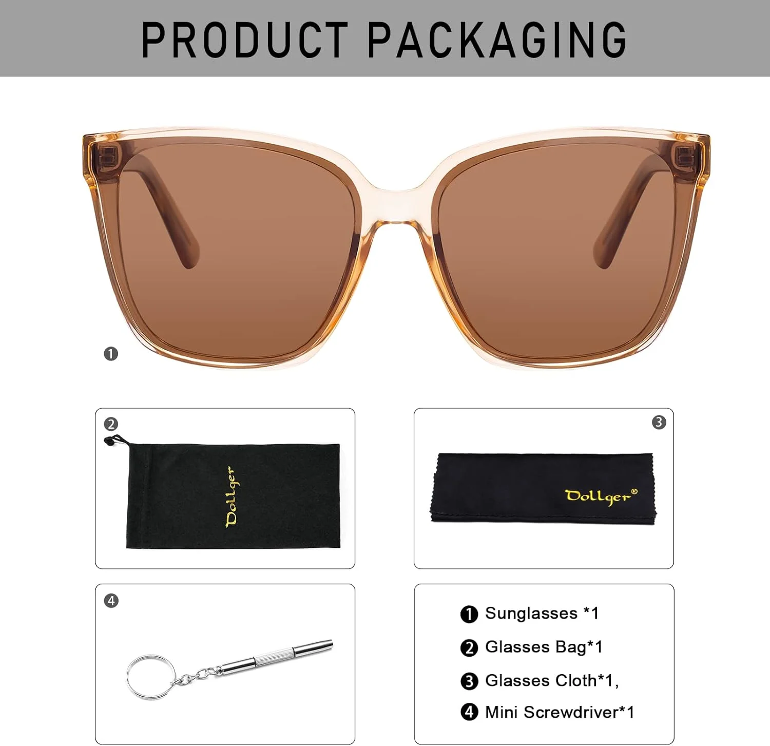 عینک آفتابی مربعی بزرگ رترو Dollger برای زنان و مردان، عینک های آفتابی شیک و کلاسیک با محافظت UV400