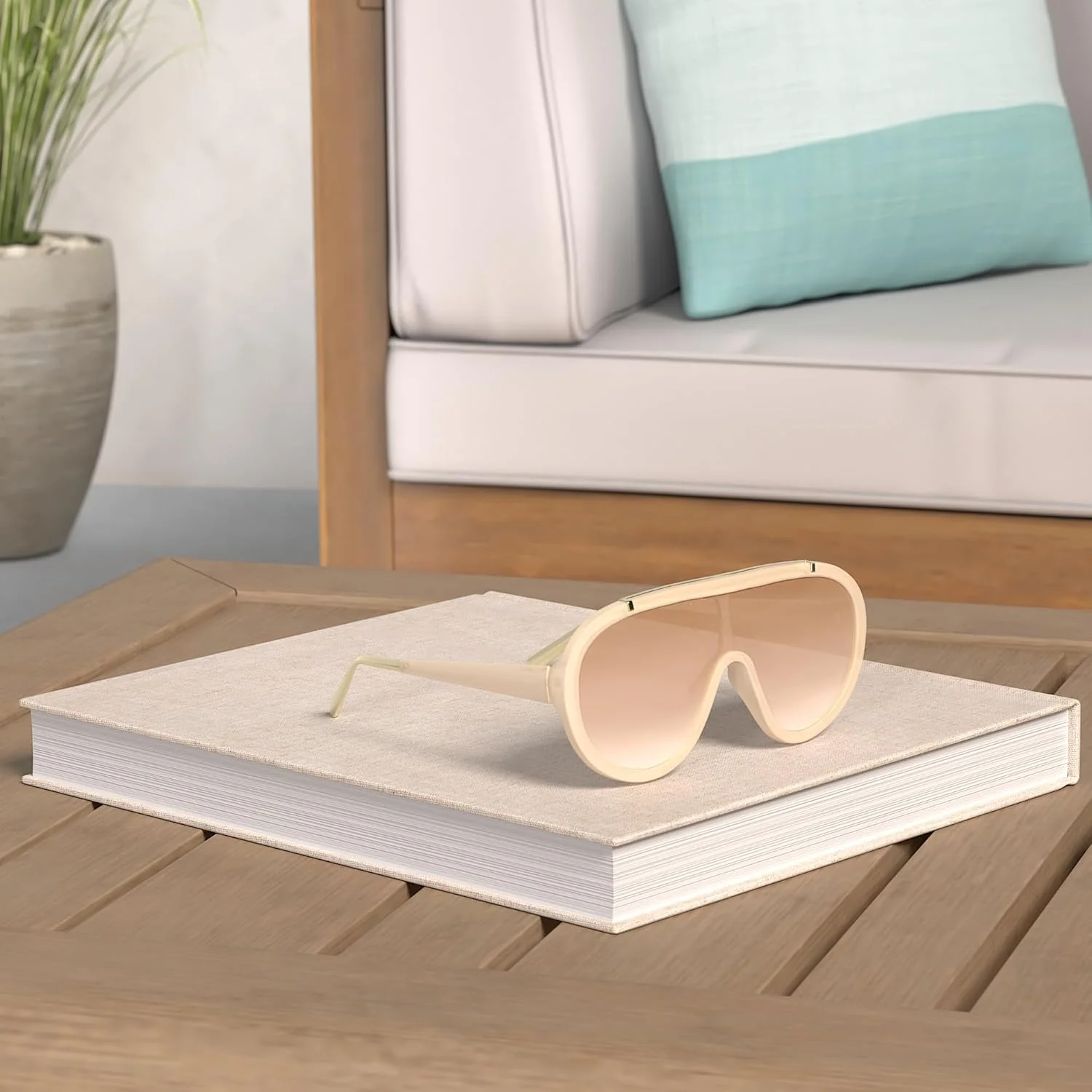 عینک آفتابی زنانه FEISEDY مدل بزرگ یک تکه با فریم UV400 و طراحی مدرن و رترو B2580