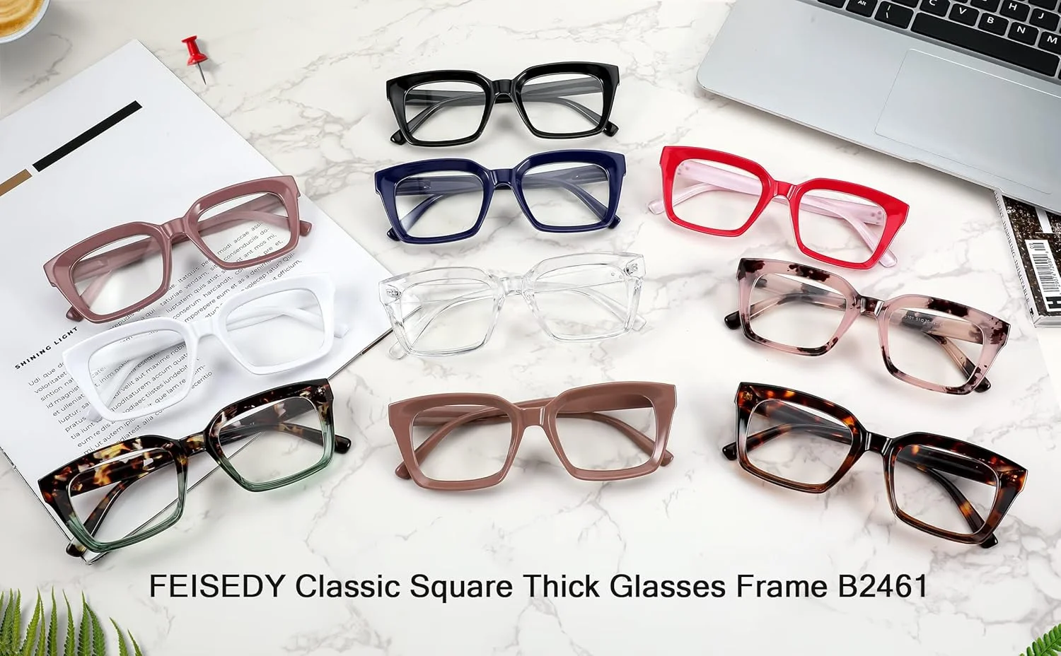 عینک آفتابی مستطیلی FEISEDY زنانه مردانه با فریم ضخیم کلاسیک مدل B2461