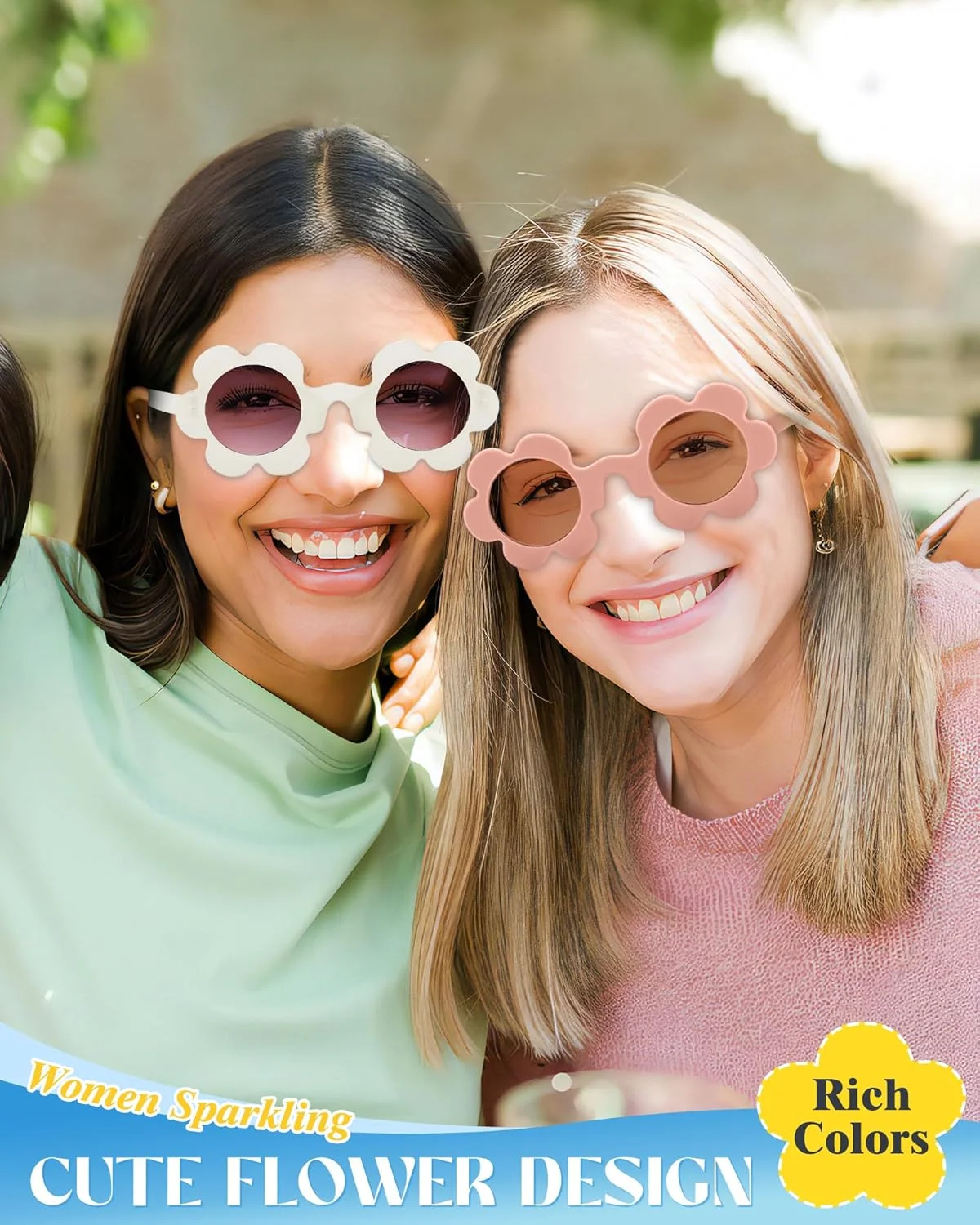 بسته 12 عددی عینک آفتابی گلدار بزرگسال Geopty، عینک های گلدار رنگارنگ و زیبا برای مهمانی های زنانه