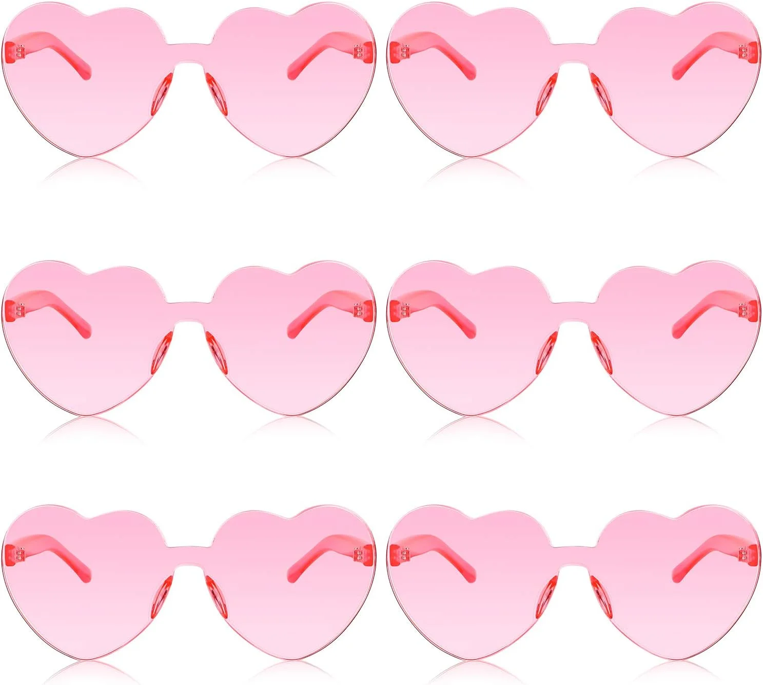 فریندا 6 عدد عینک آفتابی قلبی، عینک آفتابی صورتی قلبی شکل برای مهمانی و ایفای نقش