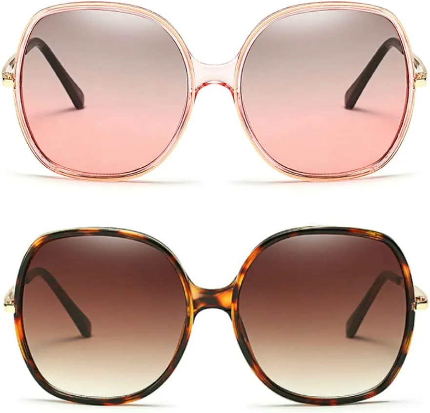 عینک آفتابی مربعی بزرگ دهه 70 برای زنان، فریم پلاستیکی مستطیلی وینتیج