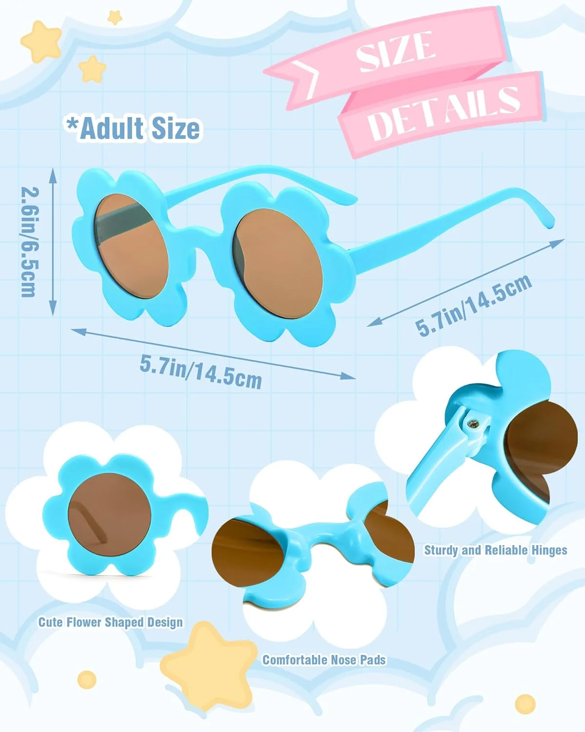 بسته 12 عددی عینک آفتابی گلدار بزرگسال Geopty، عینک های گلدار رنگارنگ و زیبا برای مهمانی های زنانه