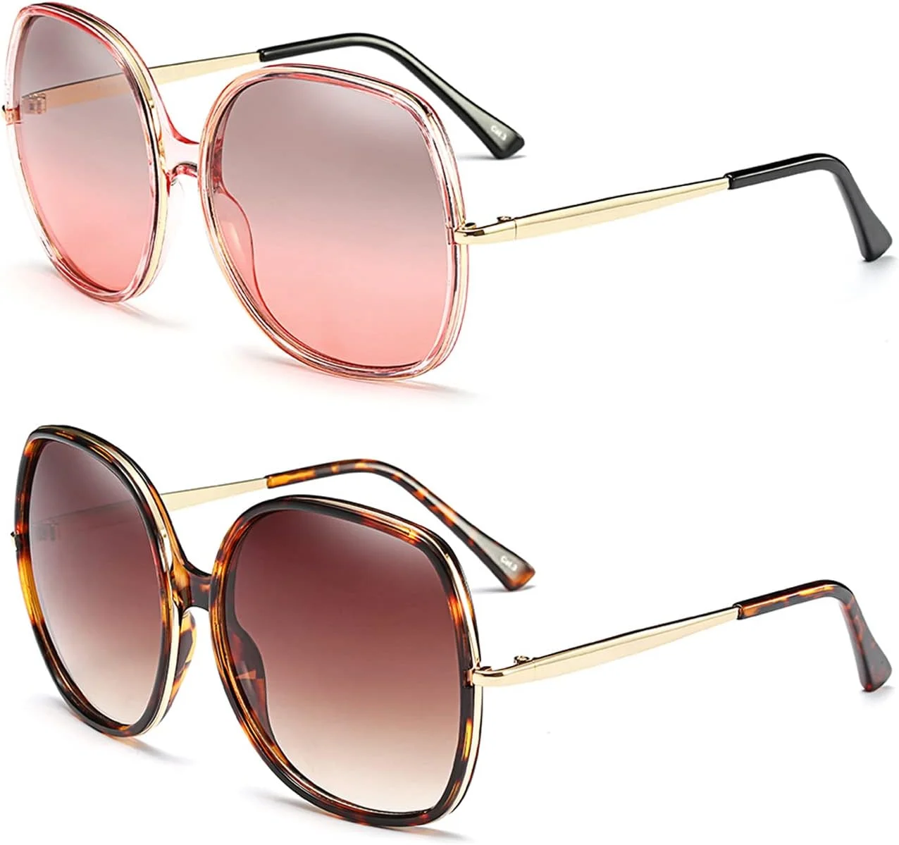 عینک آفتابی مربعی بزرگ دهه 70 برای زنان، فریم پلاستیکی مستطیلی وینتیج