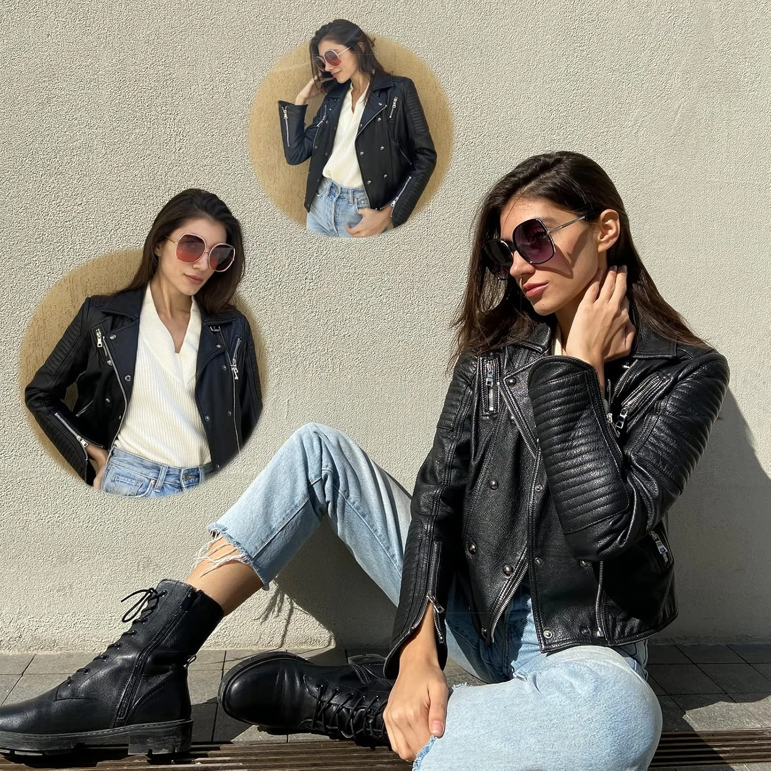 عینک آفتابی مربعی بزرگ دهه 70 برای زنان، فریم پلاستیکی مستطیلی وینتیج