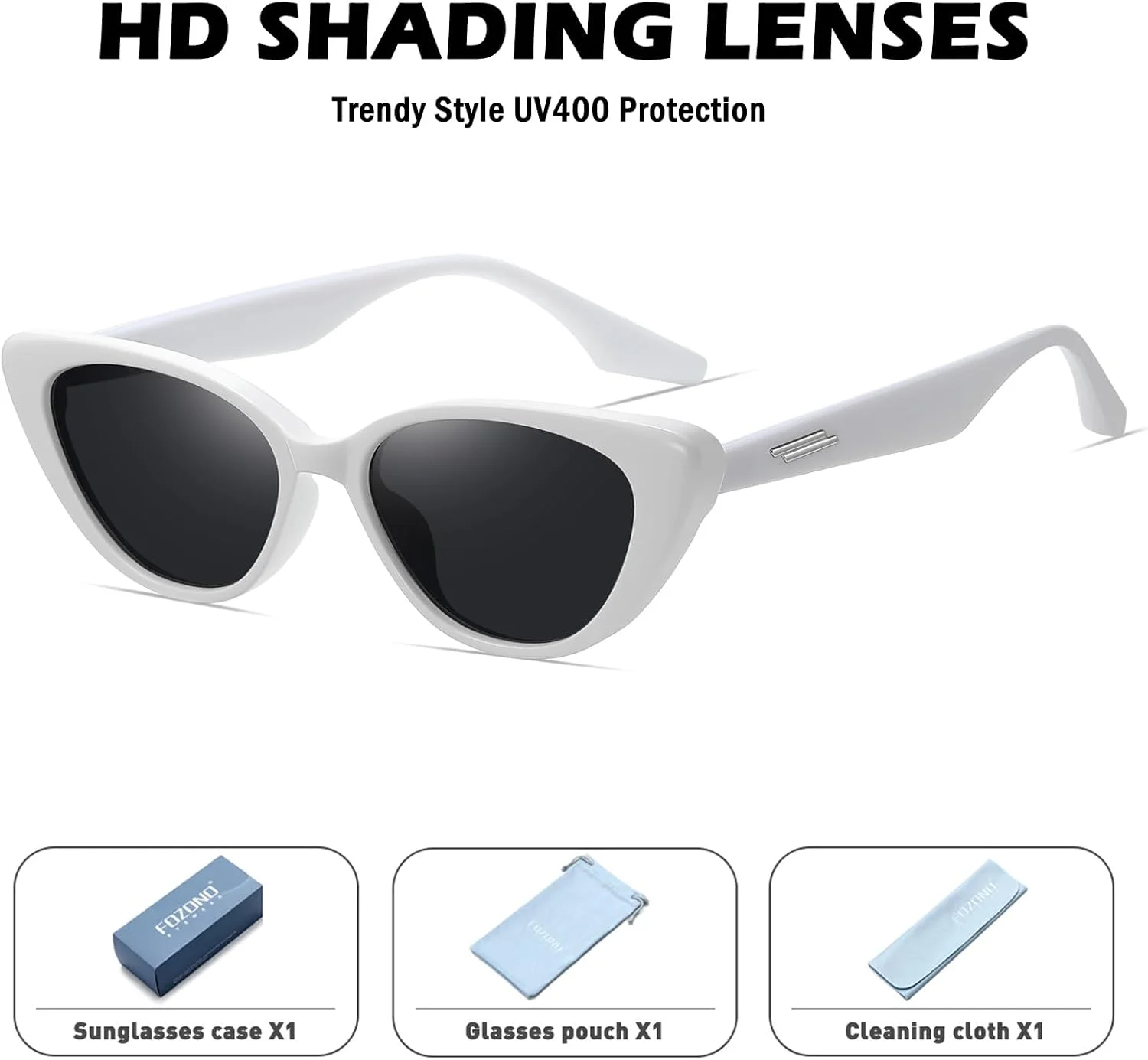 عینک آفتابی چشم گربه ای باریک رترو وینتیج Fozono برای زنان و مردان، سبک شیک و کوچک دهه 90، محافظت UV400 مدل FZN7514