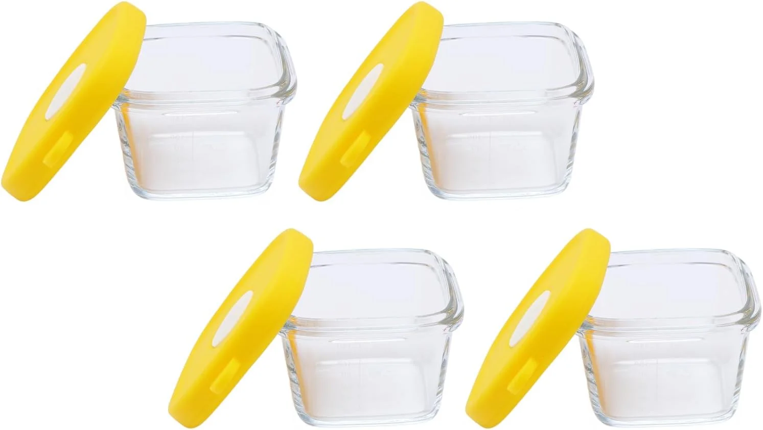 ظرف غذای قابل حمل 140 میلی لیتری ضد نشت با درب سیلیکونی برای غذای کمکی کودکان، ست 4 عددی ظرف نگهداری غذای شیشه ای، قابل استفاده در مایکروویو و فریزر