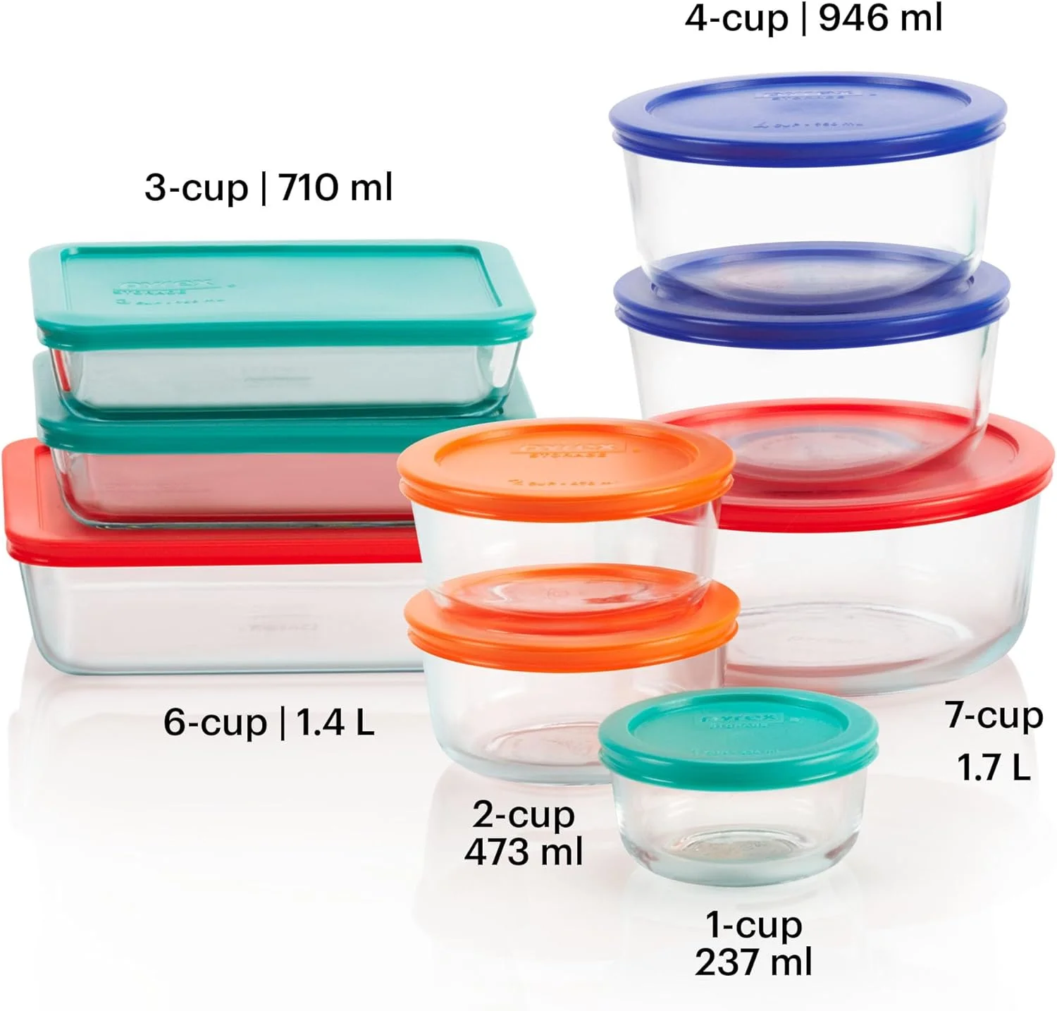ظروف شیشه ای مستطیلی و گرد پیرکس سیمپلی استور برای نگهداری غذا (18 تکه، بدون BPA) ظروف شیشه ای مستطیلی و گرد پیرکس سیمپلی استور برای نگهداری غذا (18 تکه، بدون BPA)