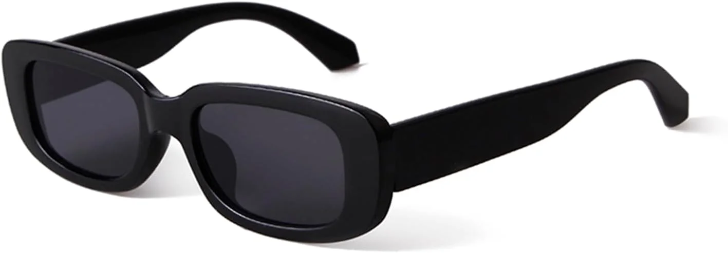 عینک آفتابی مستطیلی مشکی JUDOO زنانه، عینک آفتابی شیک و مد روز، عینک آفتابی جذاب و قدیمی دهه 90 با محافظت UV400، مشکی، متوسط