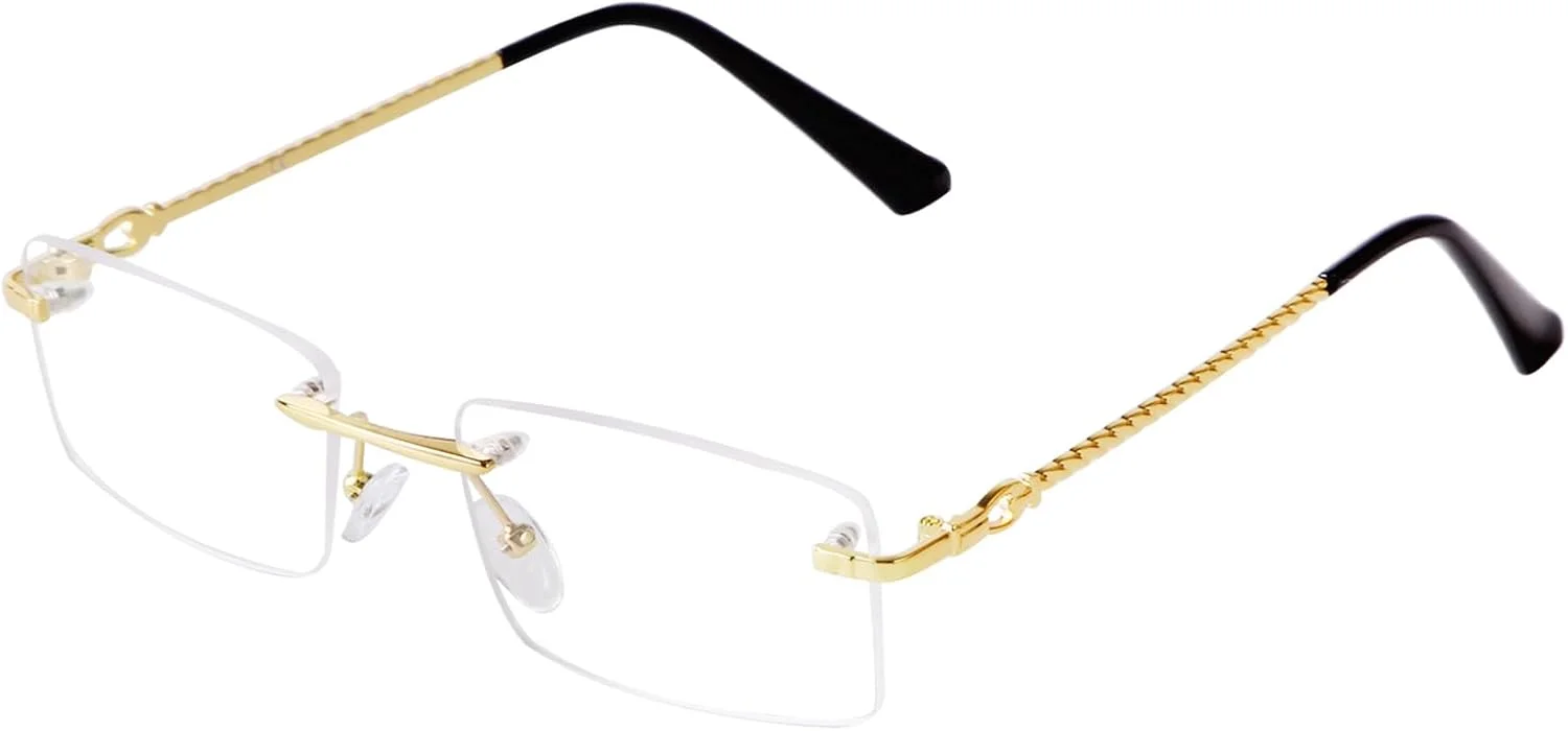 عینک آفتابی مستطیلی بدون فریم JUDOO مردانه زنانه، فشن، هیپ هاپ، بدون قاب، سایه های طراح، عینک مربعی شفاف Y2K