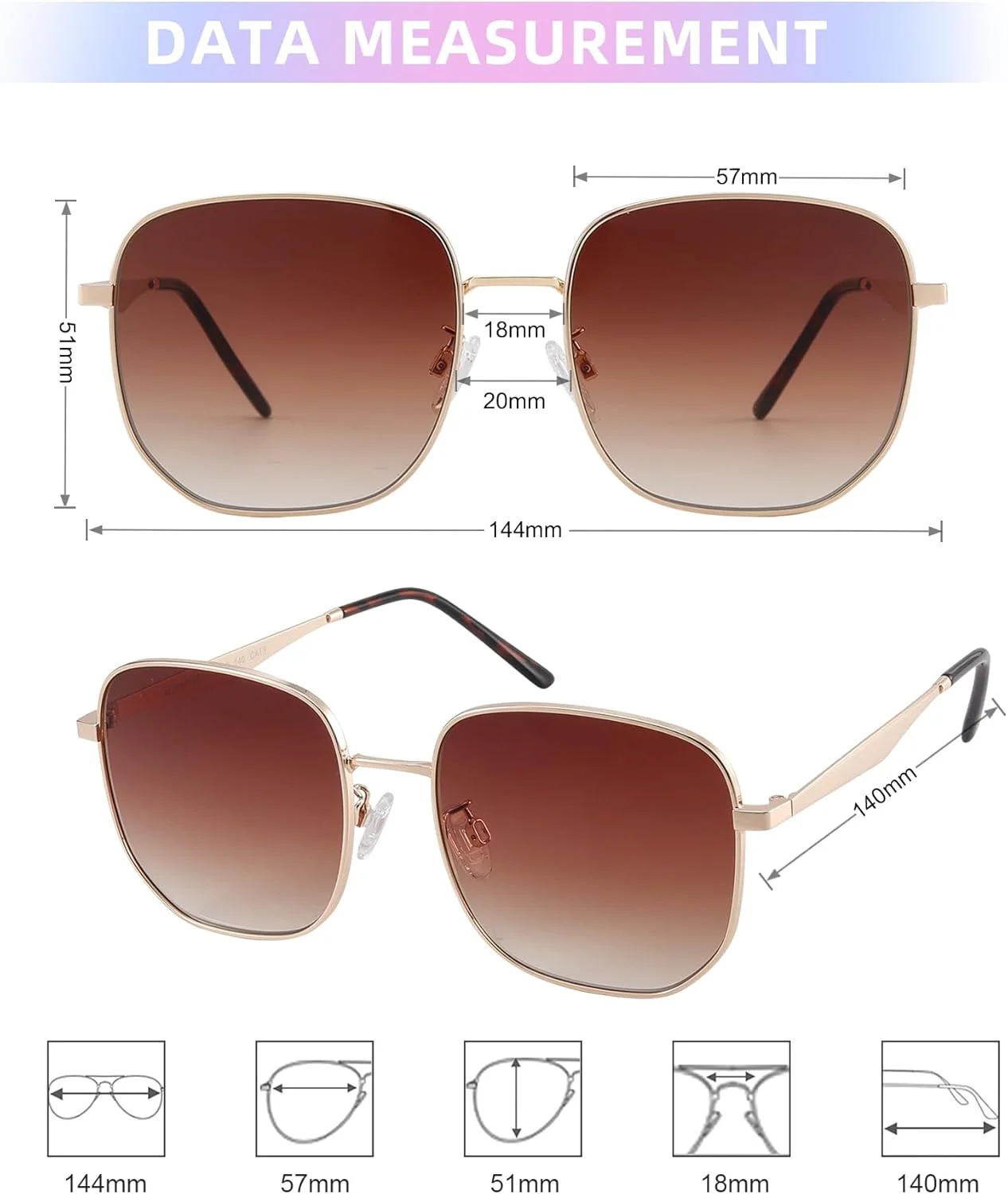 عینک آفتابی مربعی بزرگ و مد روز JOOX برای زنان و مردان، عینک آفتابی فلزی کلاسیک زنانه با محافظت UV400