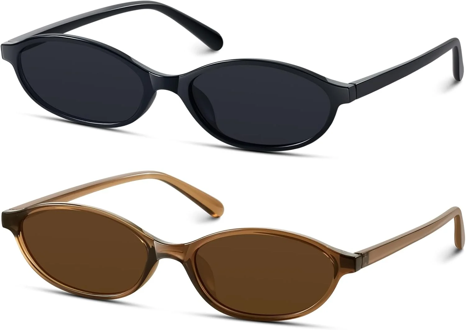 عینک آفتابی بیضی رترو KUGUAOK زنانه، طراحی دهه 90، عینک آفتابی کوچک چشم گربه ای، محافظت در برابر اشعه ماوراء بنفش، سایه های باریک مد روز Y2k