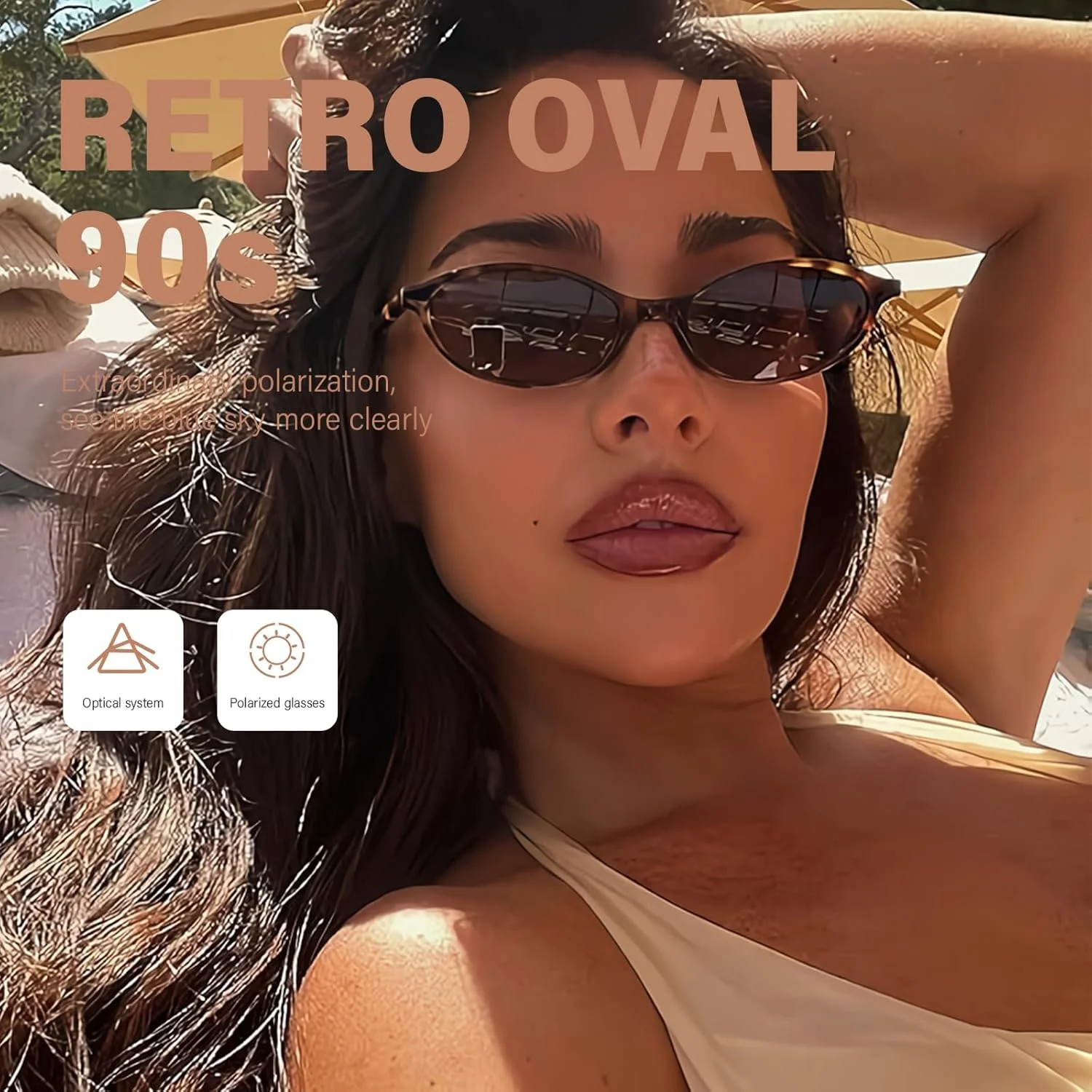 عینک آفتابی بیضی رترو KUGUAOK زنانه، طراحی دهه 90، عینک آفتابی کوچک چشم گربه ای، محافظت در برابر اشعه ماوراء بنفش، سایه های باریک مد روز Y2k