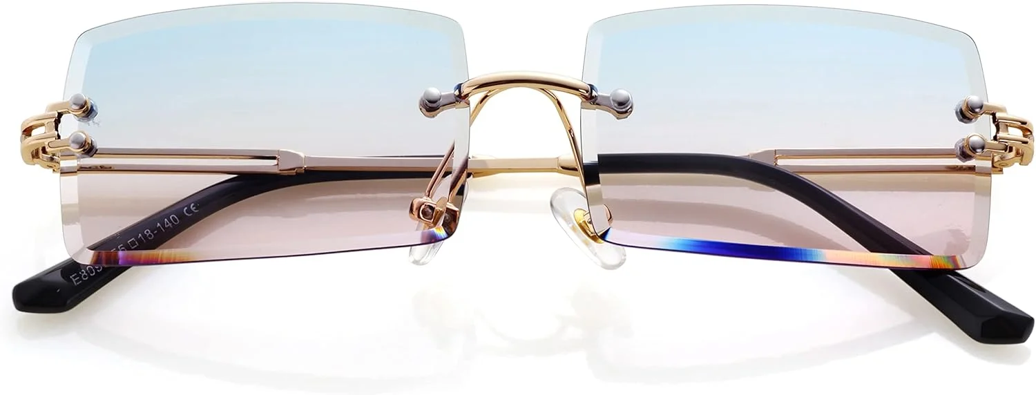 عینک آفتابی مستطیلی بدون فریم کورسان مردانه زنانه، عینک آفتابی کوچک بدون لبه محافظ UV400