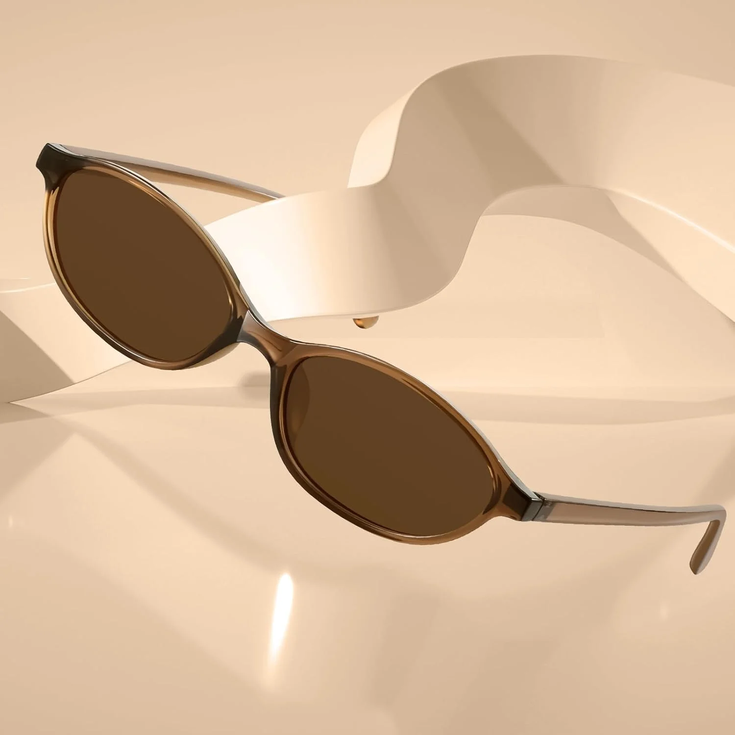 عینک آفتابی بیضی رترو KUGUAOK زنانه، طراحی دهه 90، عینک آفتابی کوچک چشم گربه ای، محافظت در برابر اشعه ماوراء بنفش، سایه های باریک مد روز Y2k