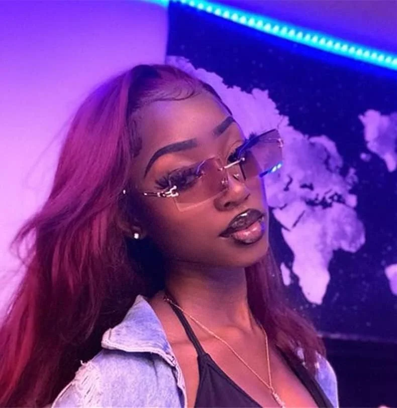 عینک آفتابی مستطیلی بدون فریم کورسان مردانه زنانه، عینک آفتابی کوچک بدون لبه محافظ UV400