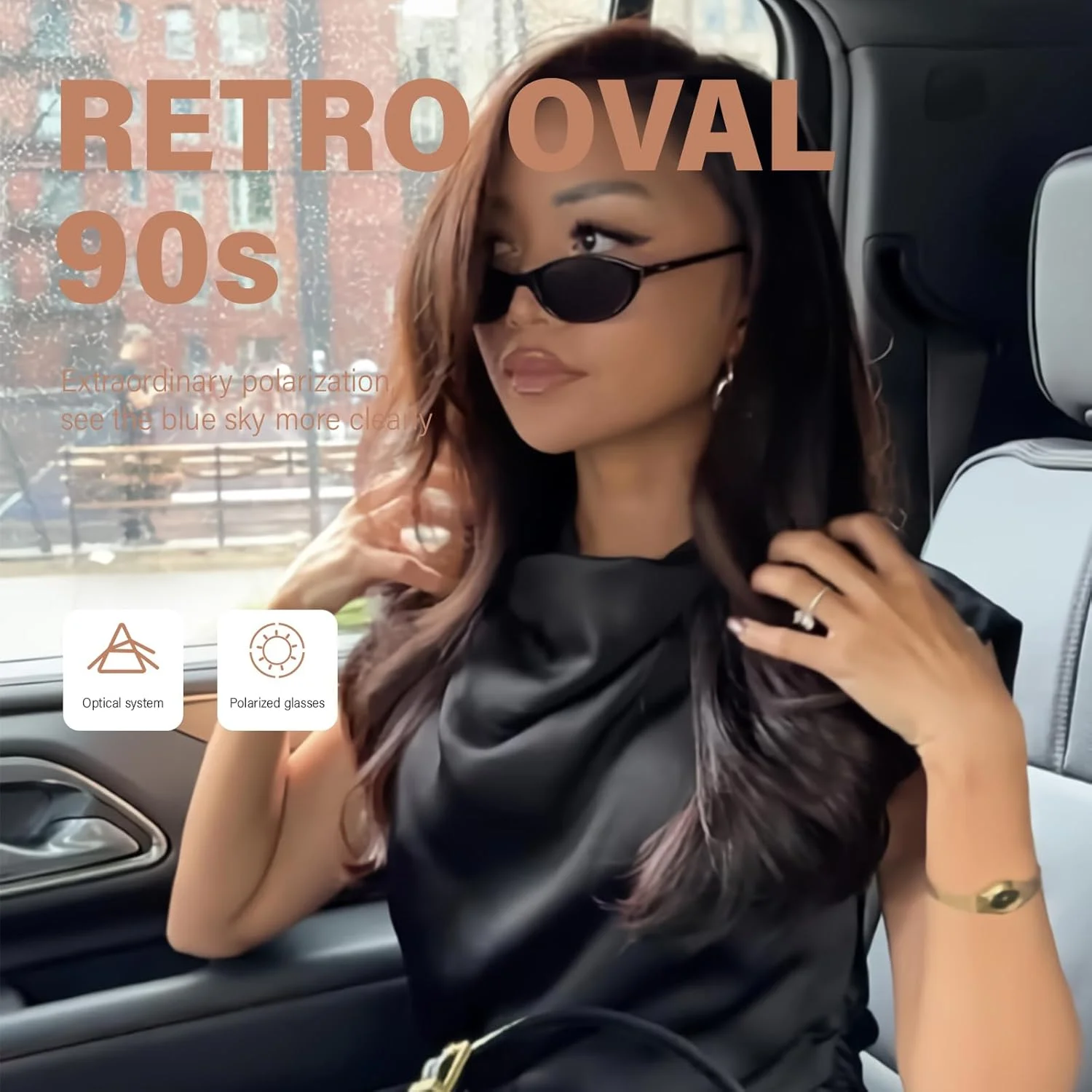 عینک آفتابی بیضی رترو KUGUAOK زنانه، طراحی دهه 90، عینک آفتابی کوچک چشم گربه ای، محافظت در برابر اشعه ماوراء بنفش، سایه های باریک مد روز Y2k