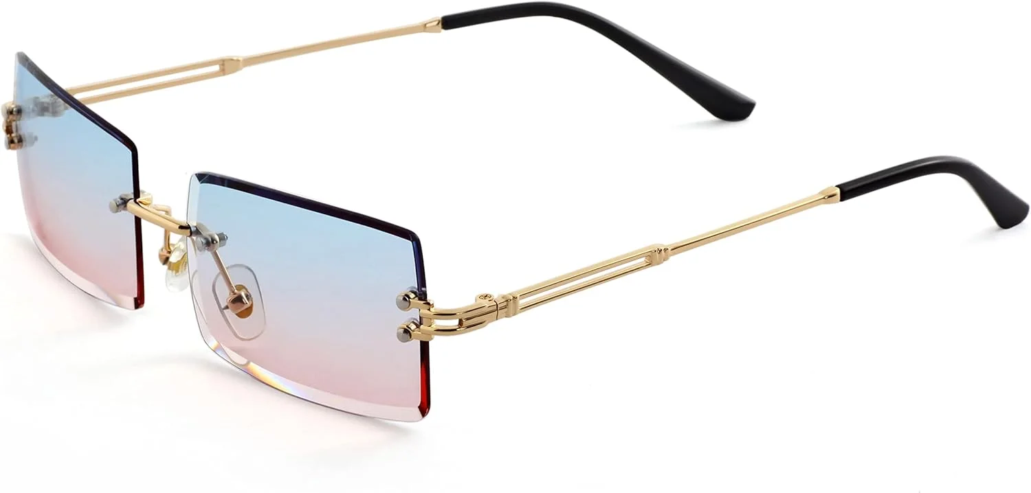 عینک آفتابی مستطیلی بدون فریم کورسان مردانه زنانه، عینک آفتابی کوچک بدون لبه محافظ UV400